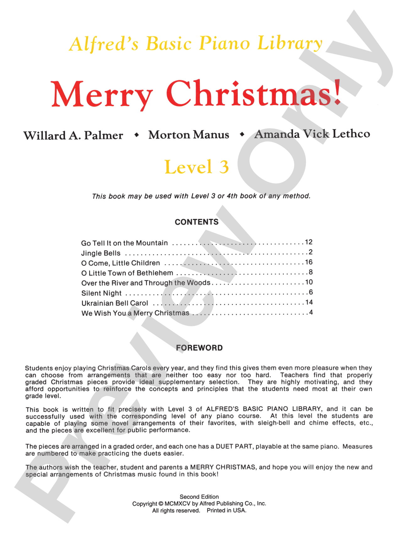 Alfred's Basic Piano Library: Merry Christmas! Book 3: Piano