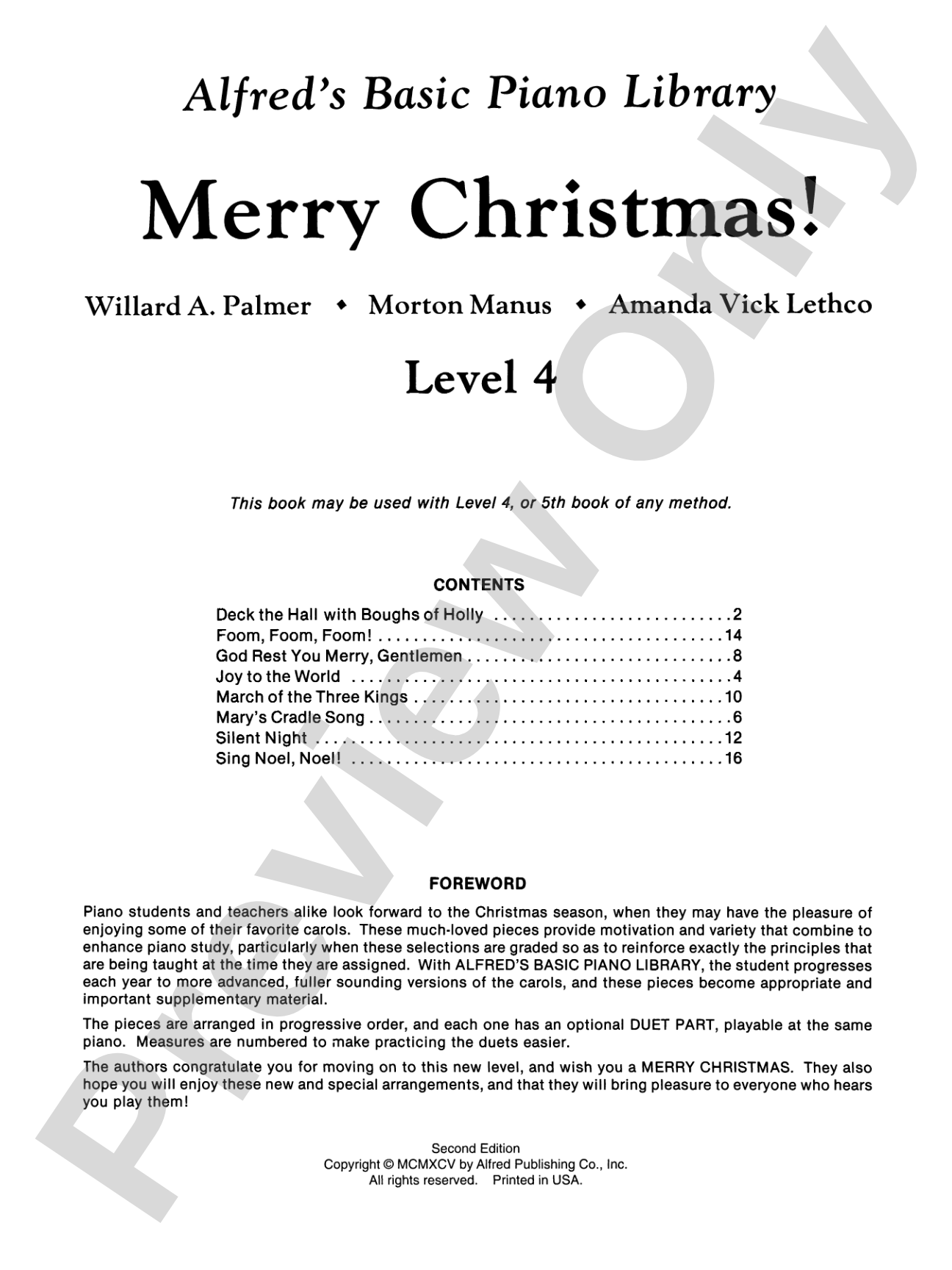 Alfred's Basic Piano Library: Merry Christmas! Book 4: Piano