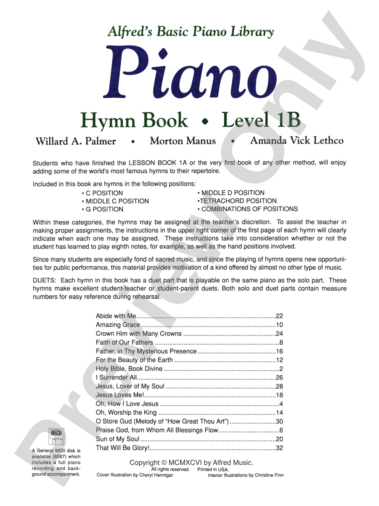 Alfred's Basic Piano Library: Hymn Book 1B: Piano