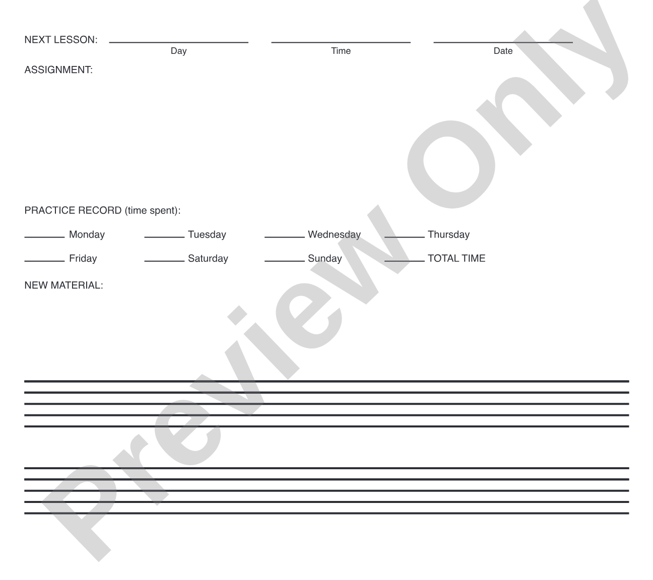 Alfred's Basic Lesson Assignment & Daily Practice Record: Piano