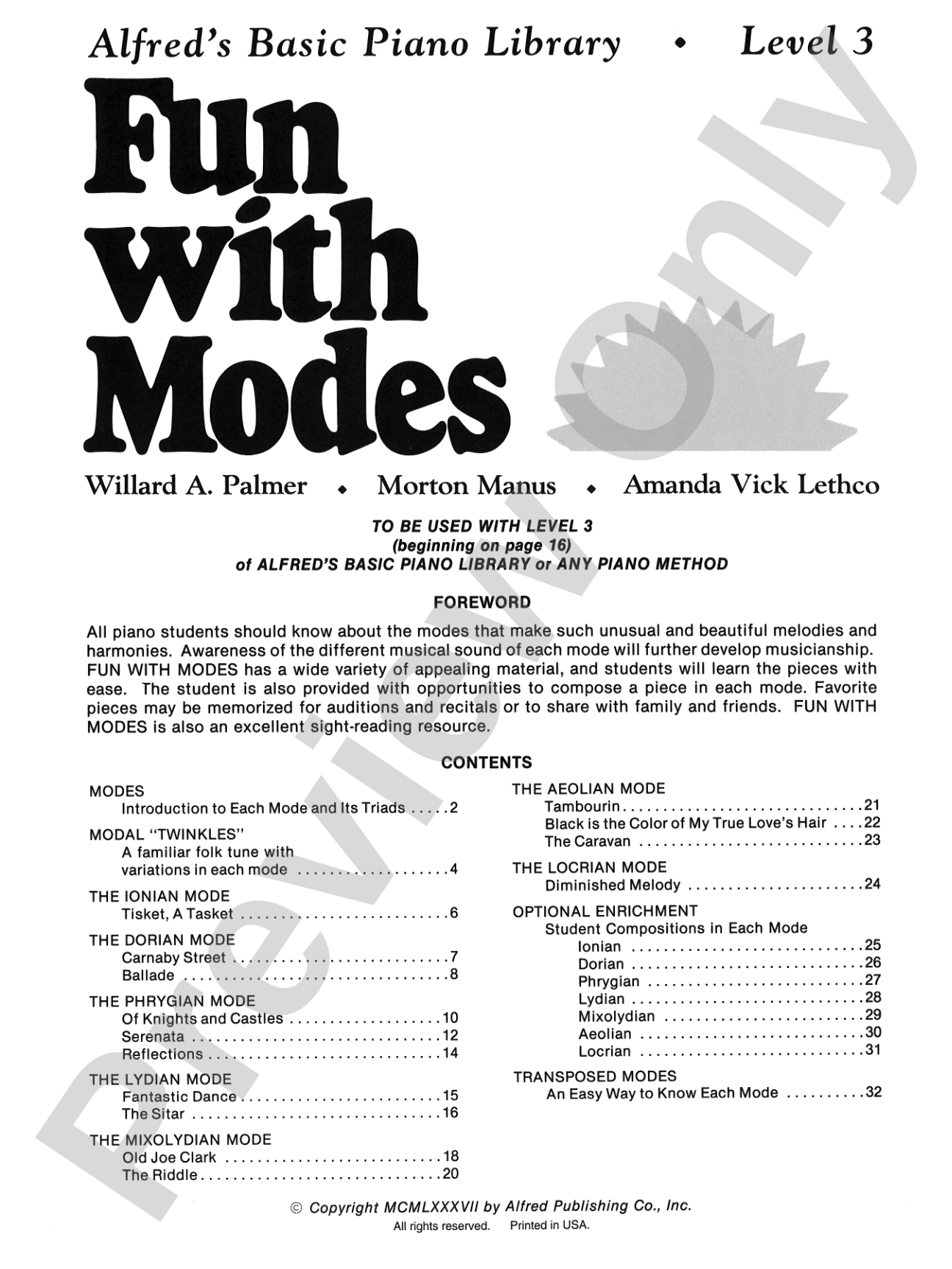 Alfred's Basic Piano Library: Fun with Modes: Piano