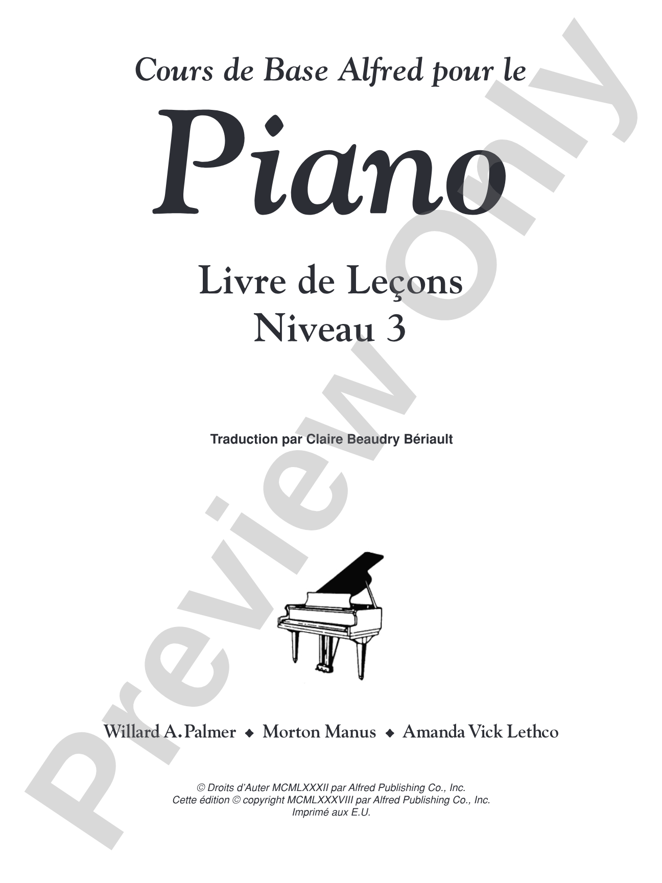 Alfred's Basic Piano Library: French Edition Lesson Book 3: Piano