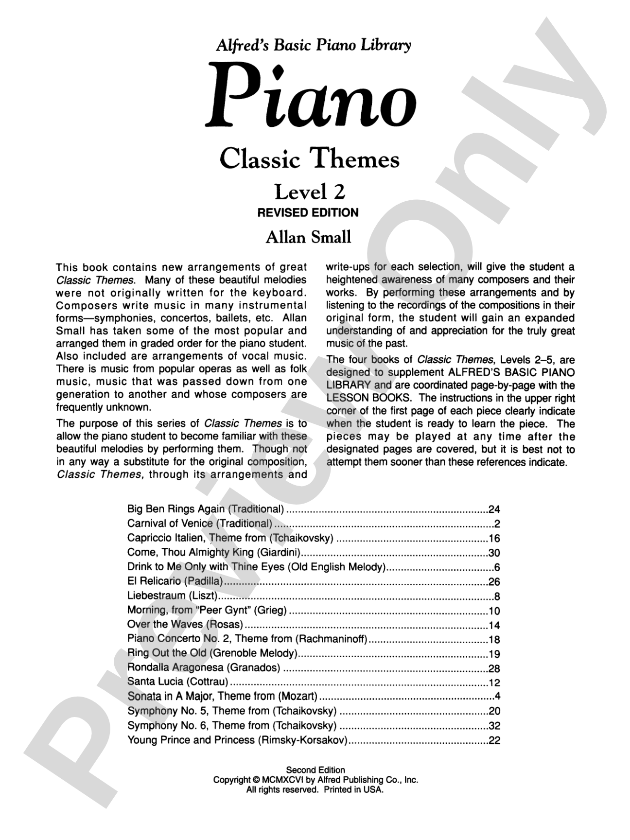 Alfred's Basic Piano Library: Classic Themes Book 2: Piano