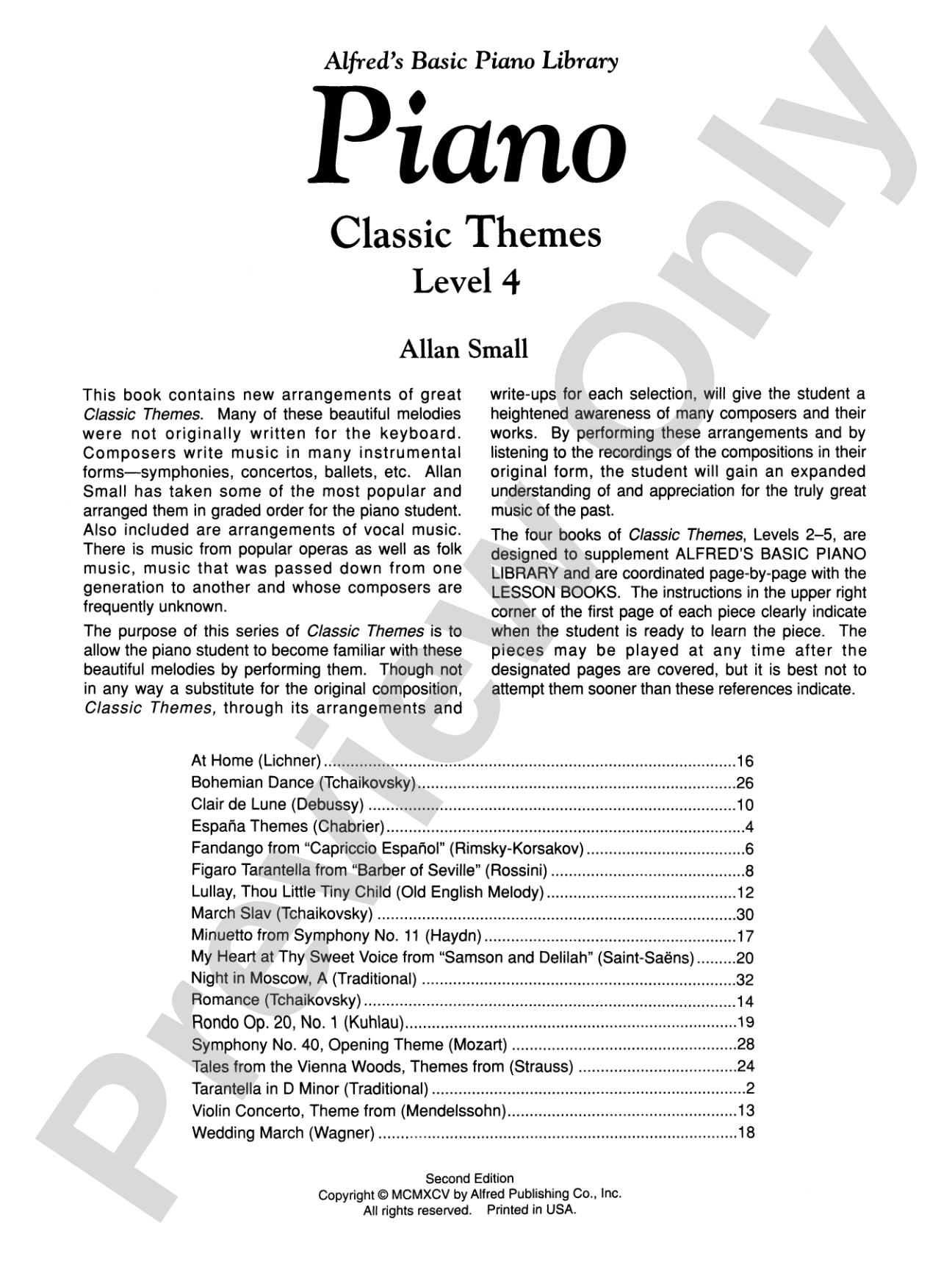 Alfred's Basic Piano Library: Classic Themes Book 4: Piano