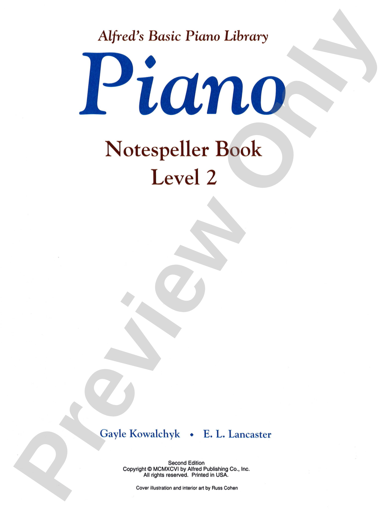 Alfred's Basic Piano Library: Notespeller Book 2: Piano