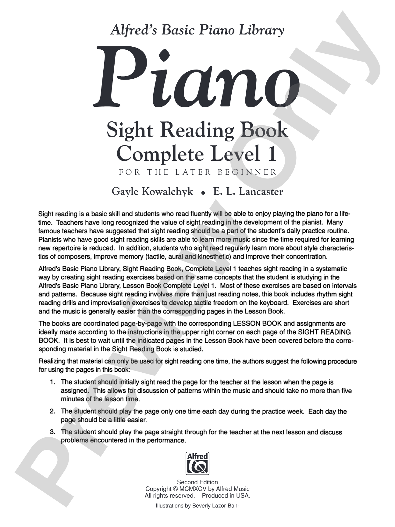 Alfred's Basic Piano Library: Sight Reading Book Complete Level 1 (1A/1B): For the Later Beginner: Piano