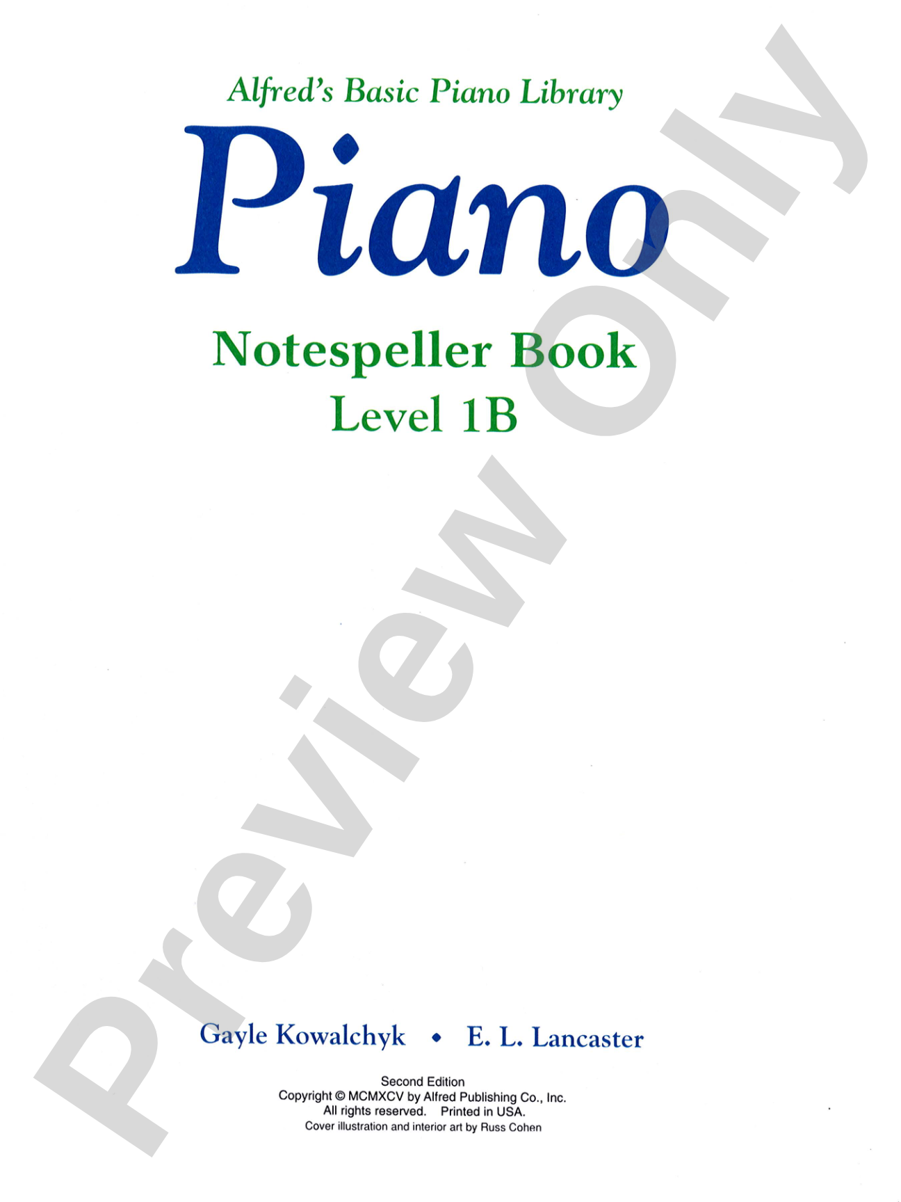 Alfred's Basic Piano Library: Notespeller Book 1B: Piano