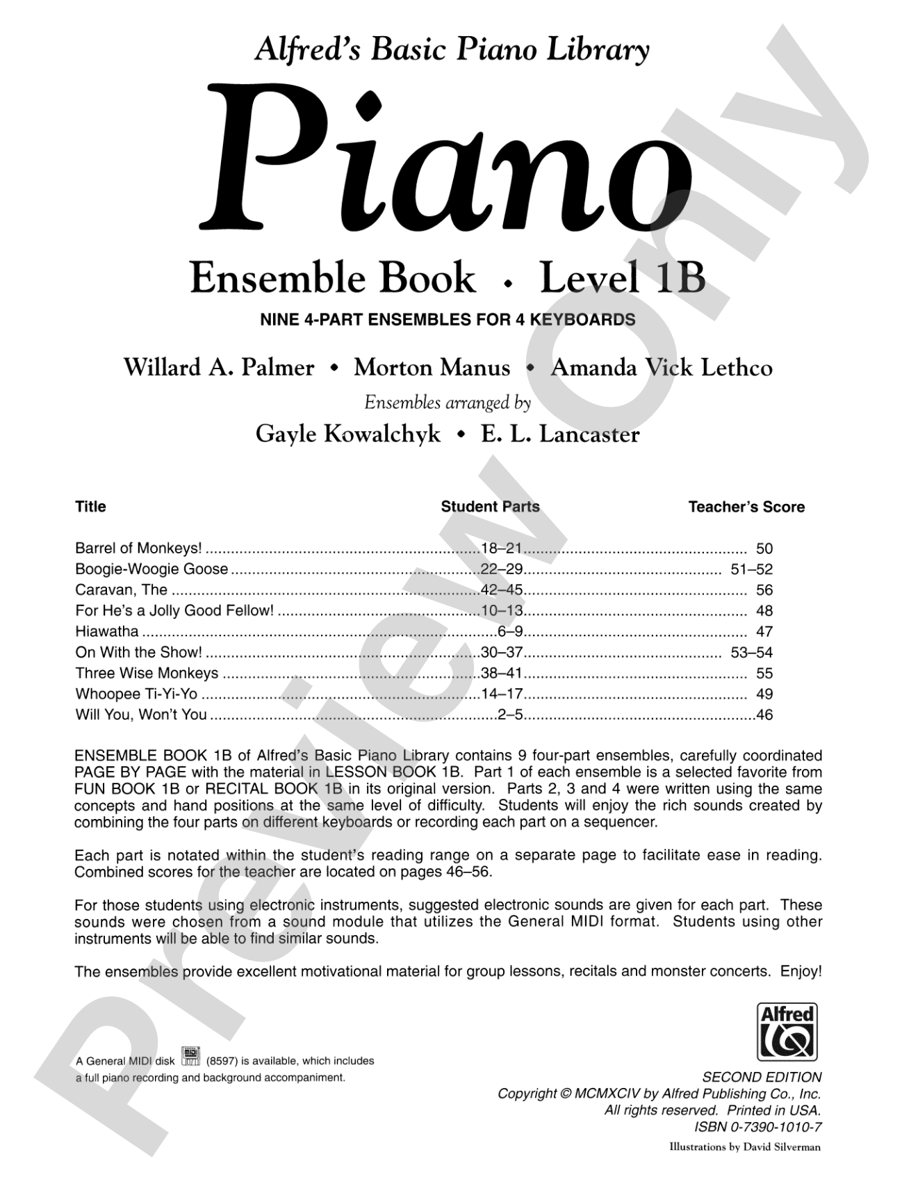Alfred's Basic Piano Library: Ensemble Book 1B: Piano