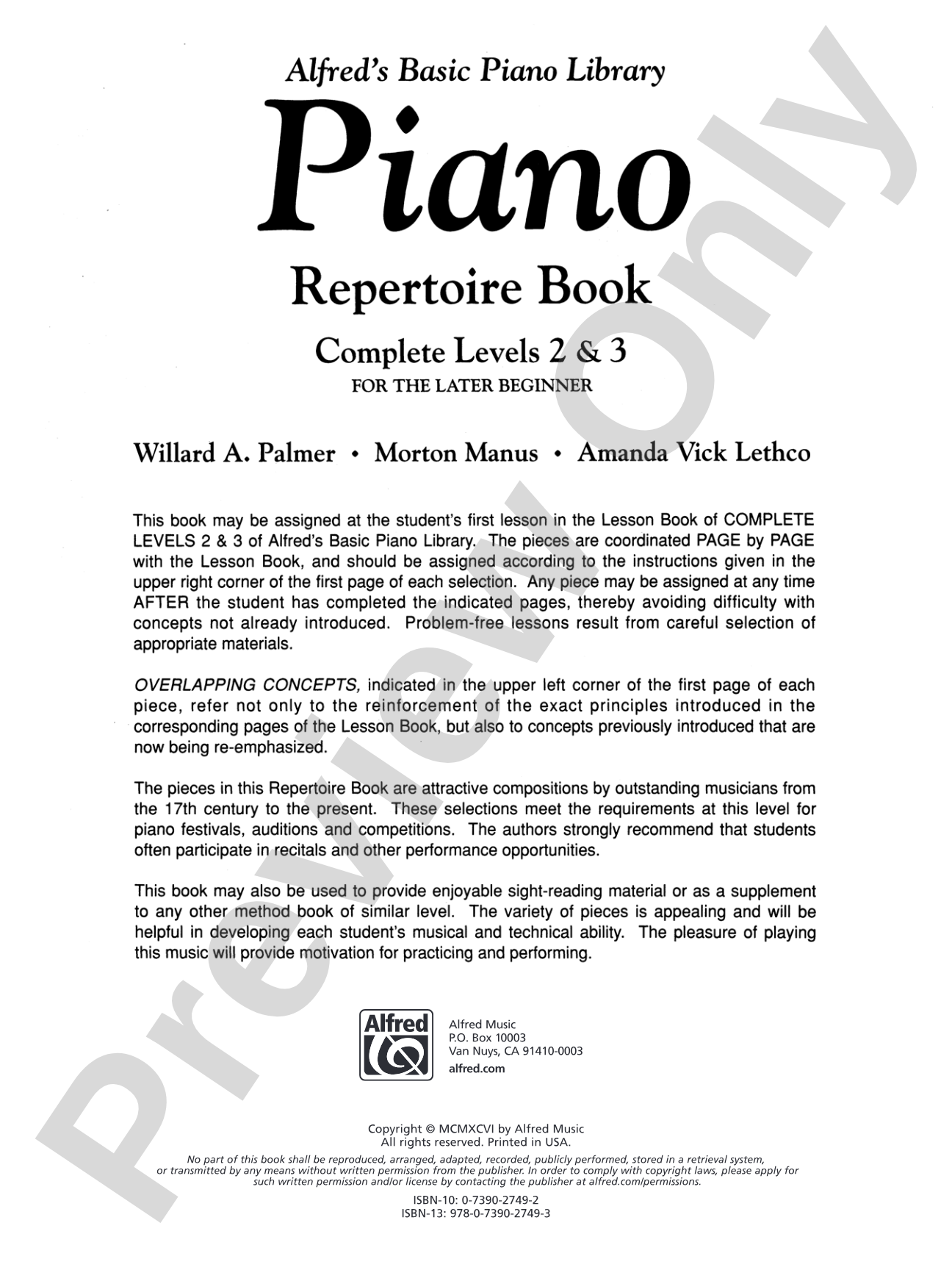 Alfred's Basic Piano Library: Repertoire Book Complete 2 & 3: For the Later Beginner: Piano