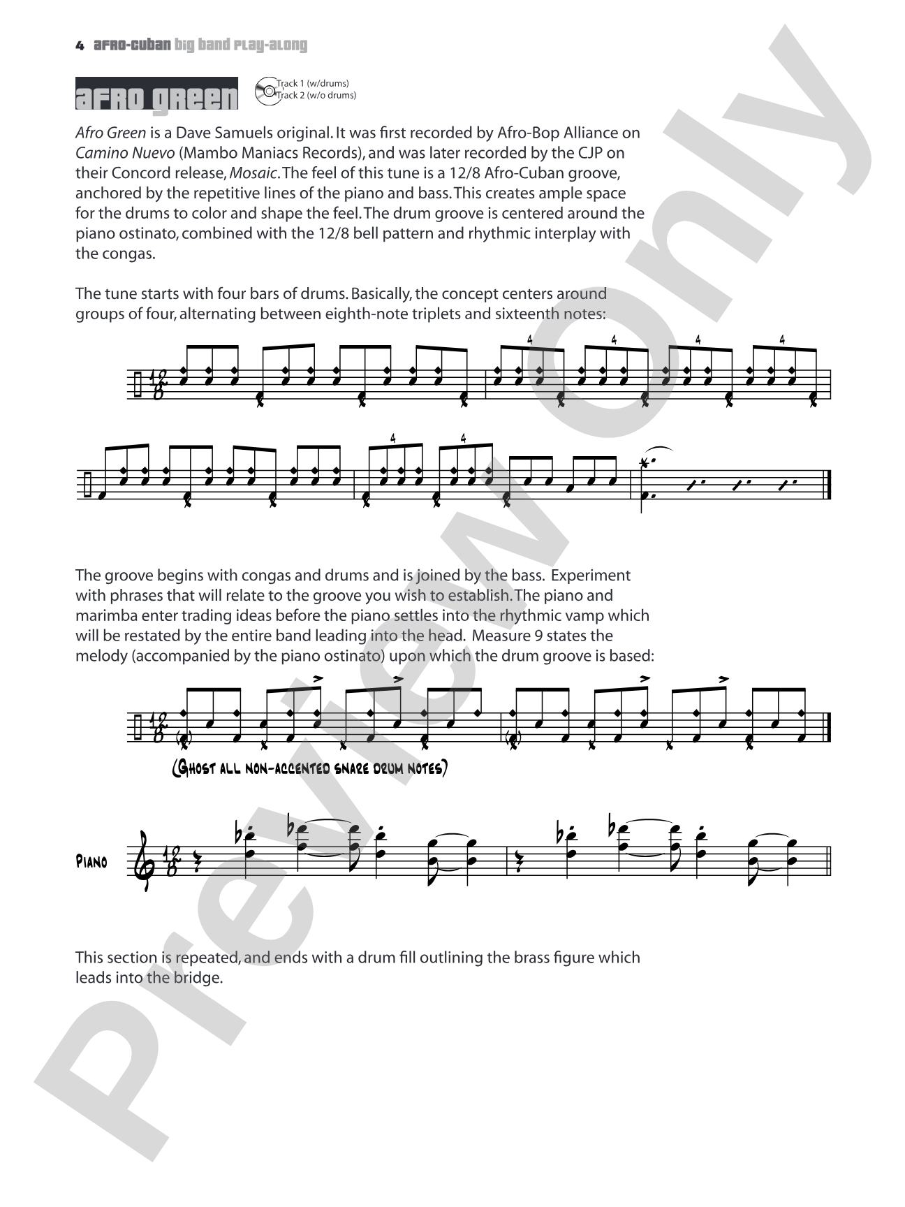 Afro-Cuban Big Band Play-Along for Drumset/Percussion