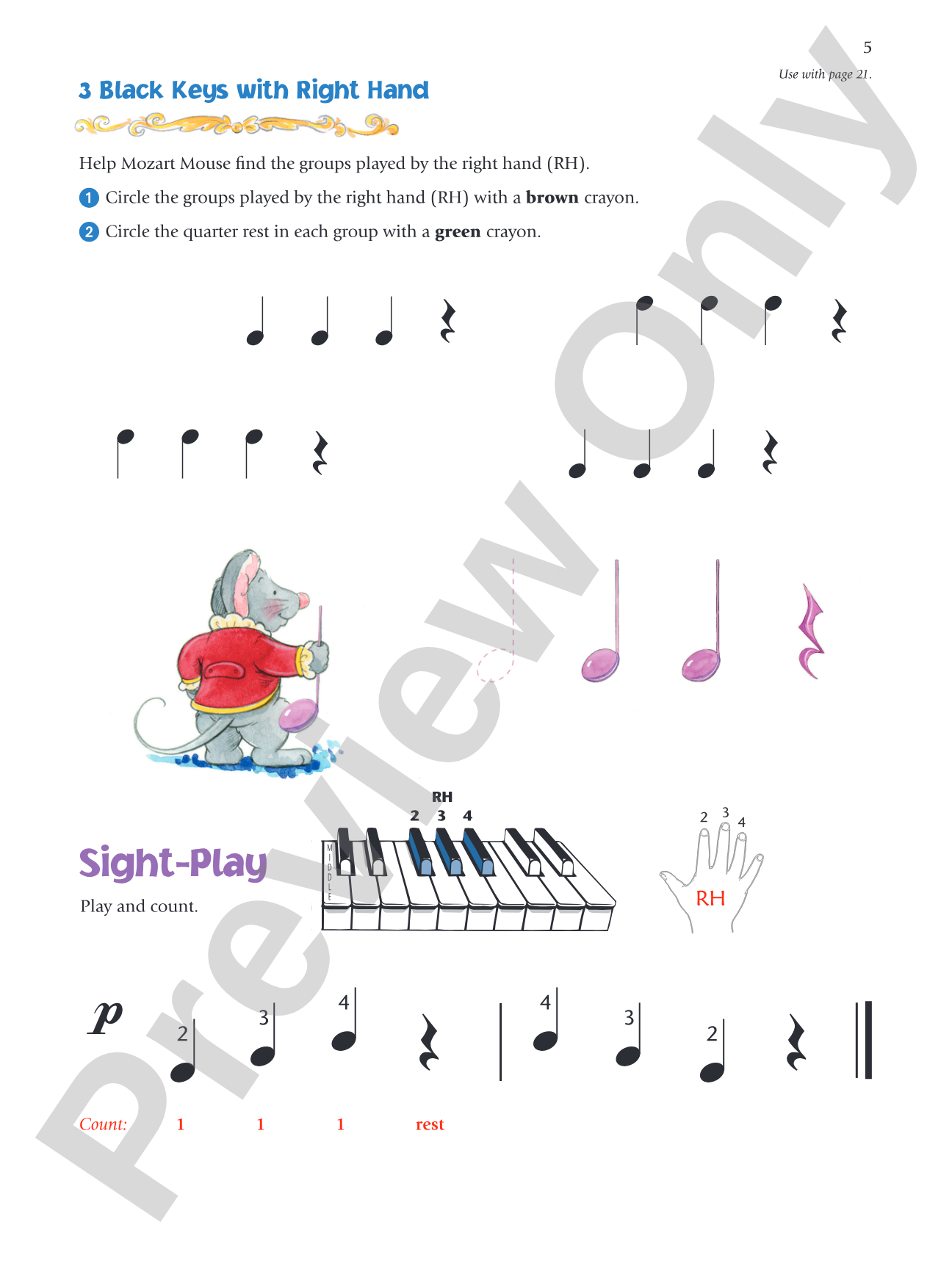 Music for Little Mozarts: Notespeller & Sight-Play Book 1: Written Activities and Playing Examples to Reinforce Note-Reading: Piano