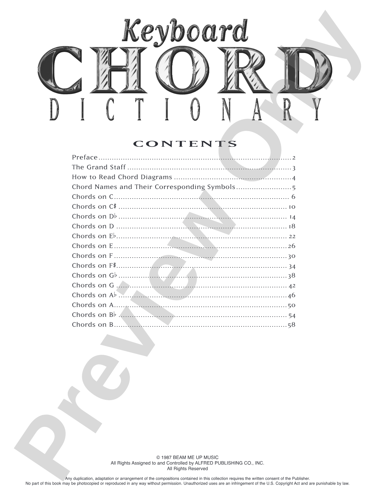 Keyboard Chord Dictionary: Piano