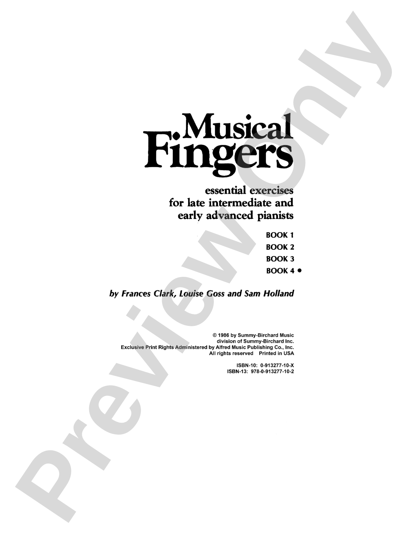 Musical Fingers, Book 4: Essential Exercises for Late-Intermediate and Early-Advanced Pianists: Piano