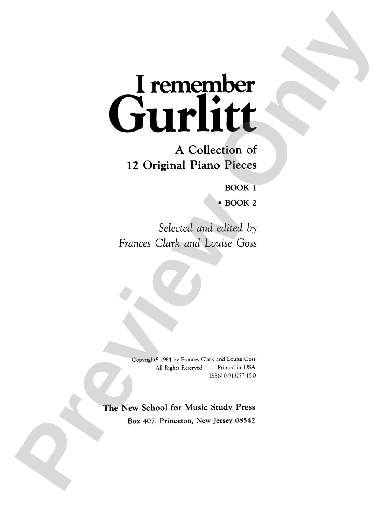 I Remember Gurlitt, Book 2: A Collection of 12 Original Piano Pieces: Piano