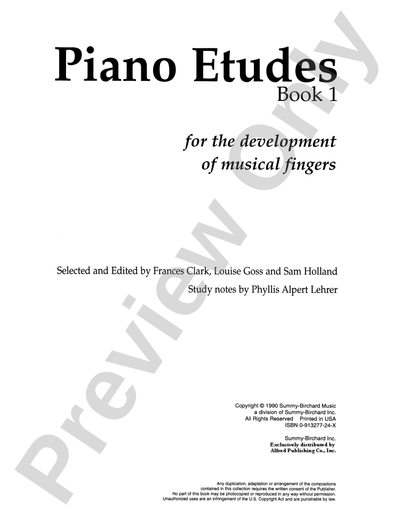 Piano Etudes for the Development of Musical Fingers, Book 1: Piano