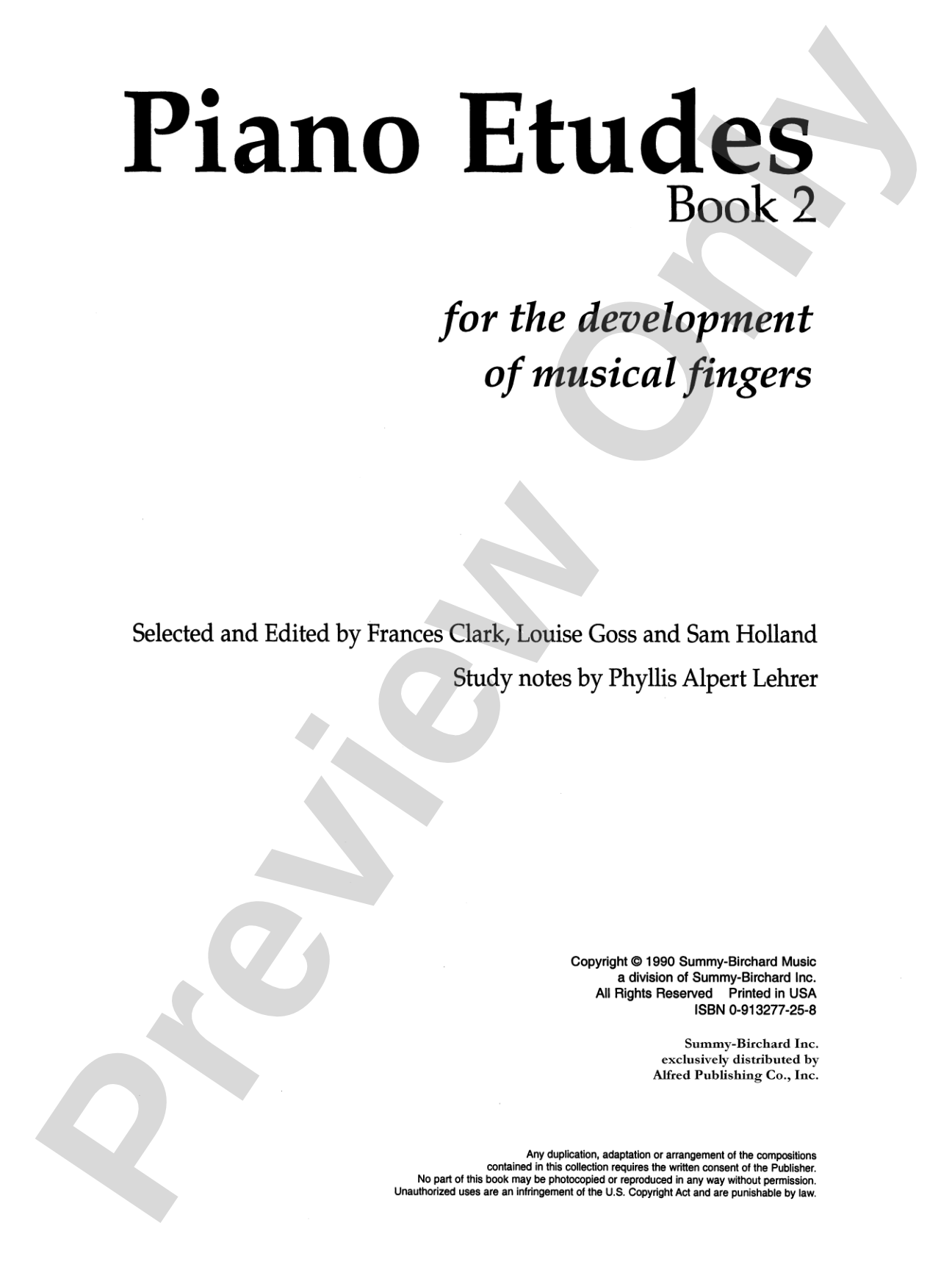 Piano Etudes for the Development of Musical Fingers, Book 2: Piano
