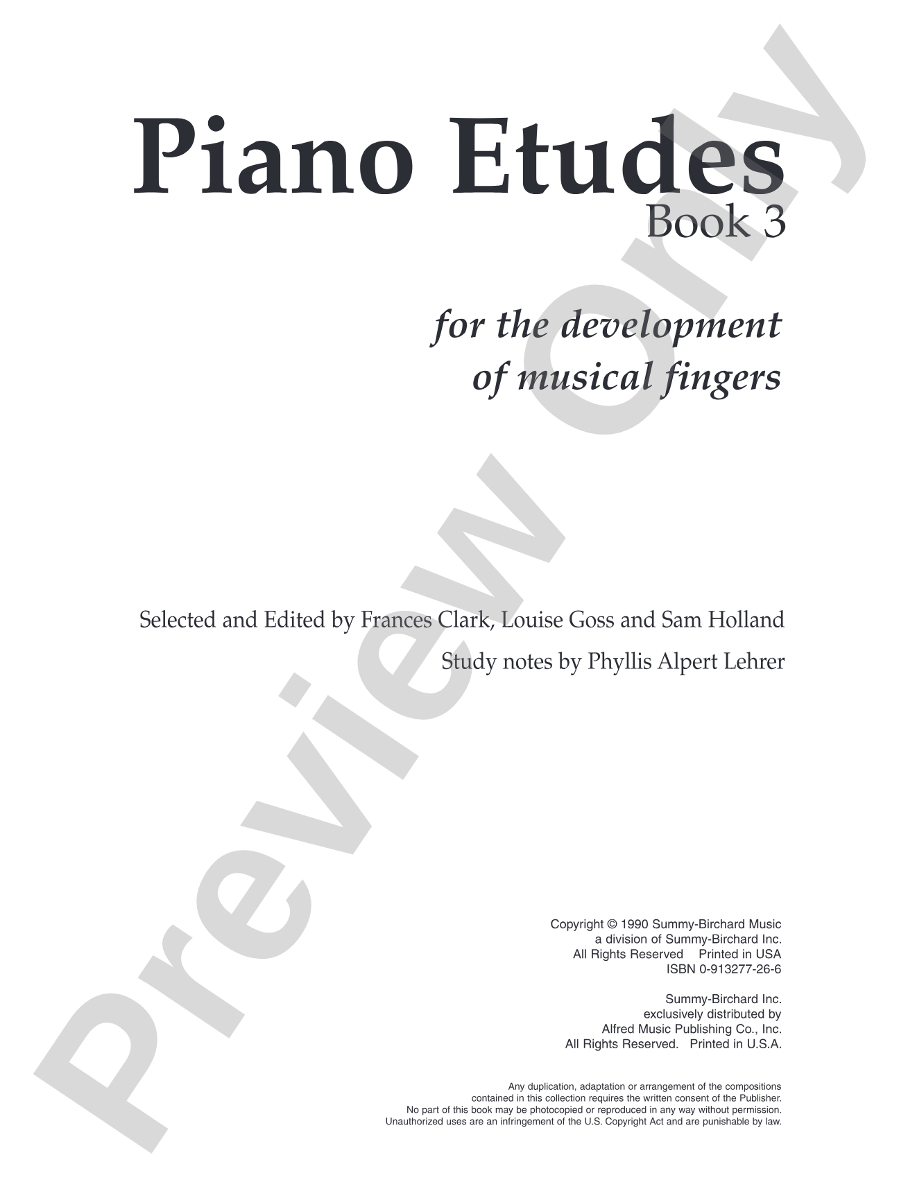 Piano Etudes for the Development of Musical Fingers, Book 3: Piano