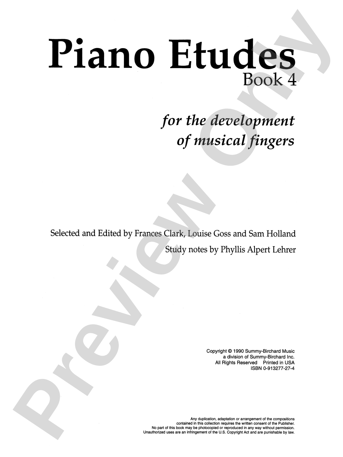 Piano Etudes for the Development of Musical Fingers, Book 4: Piano