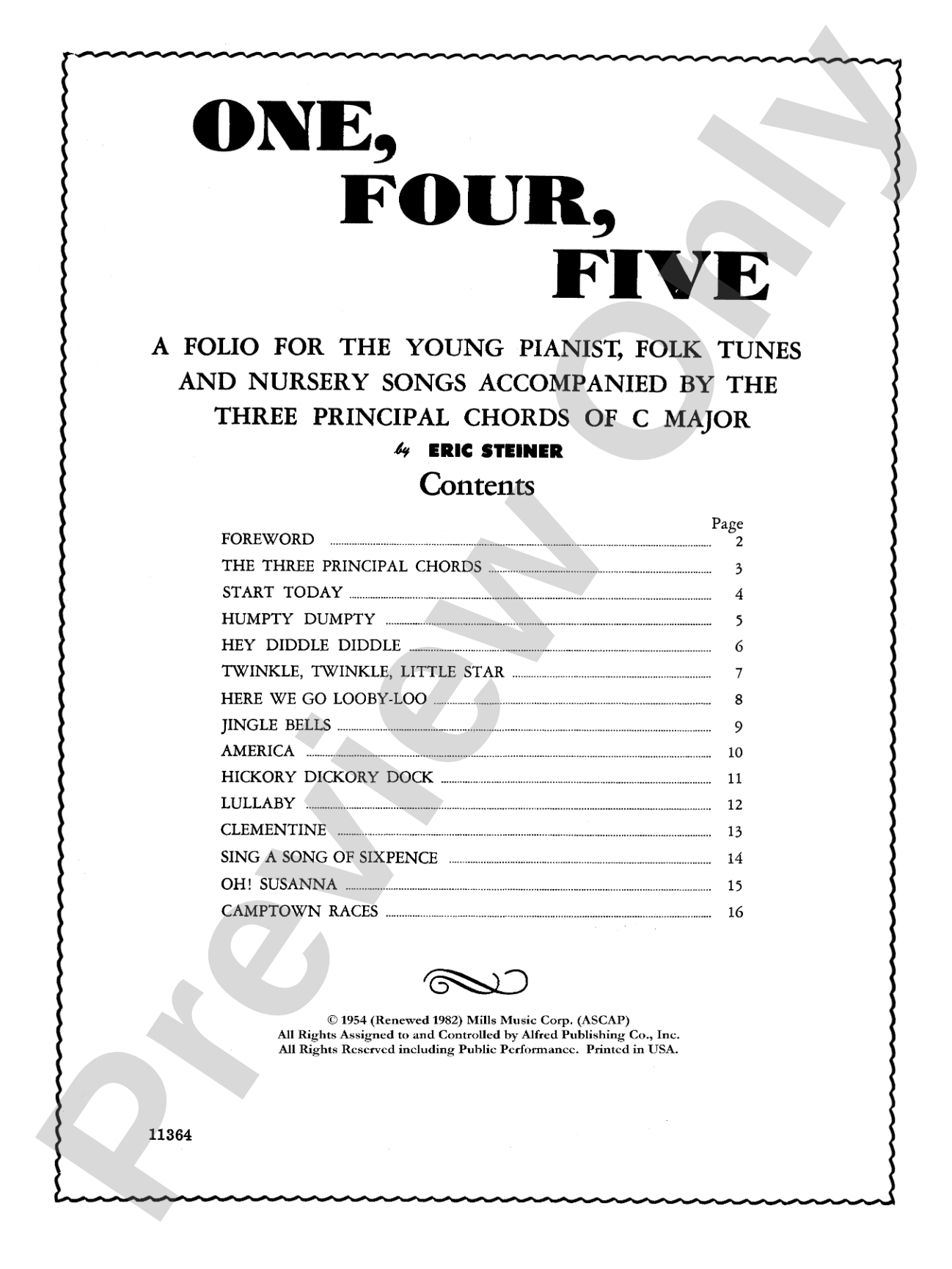 One, Four, Five: A Folio for the Young Pianist: Piano
