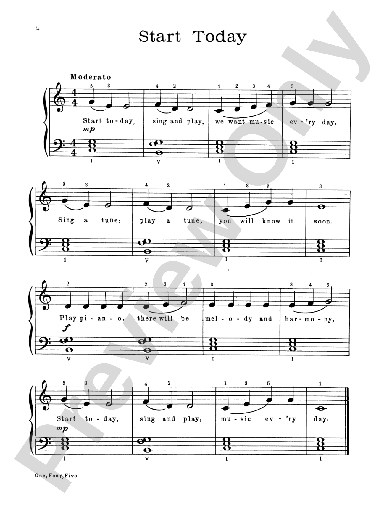 One, Four, Five: A Folio for the Young Pianist: Piano