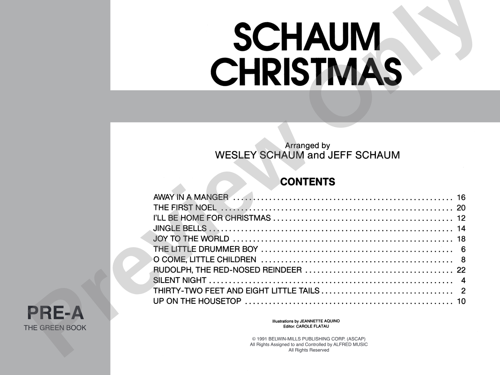 Schaum Christmas, Pre-A: The Green Book: Piano