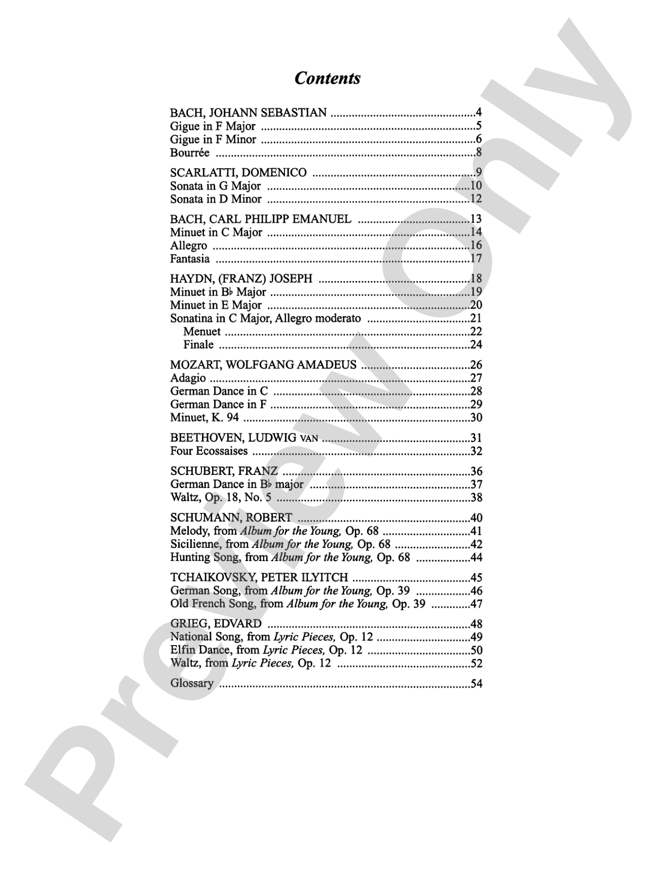 Piano Literature of the 17th, 18th, and 19th Centuries, Book 4: Piano