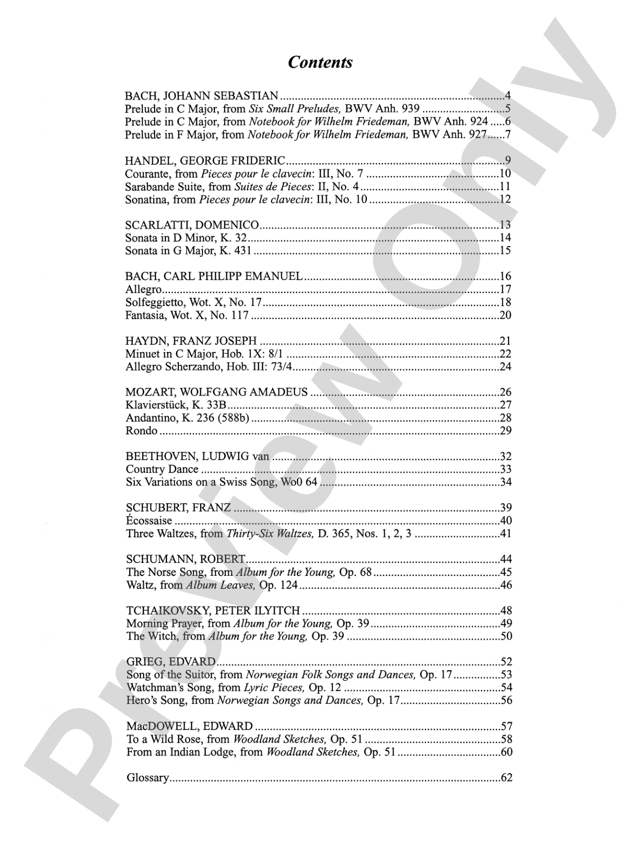 Piano Literature of the 17th, 18th, and 19th Centuries, Book 5: Piano