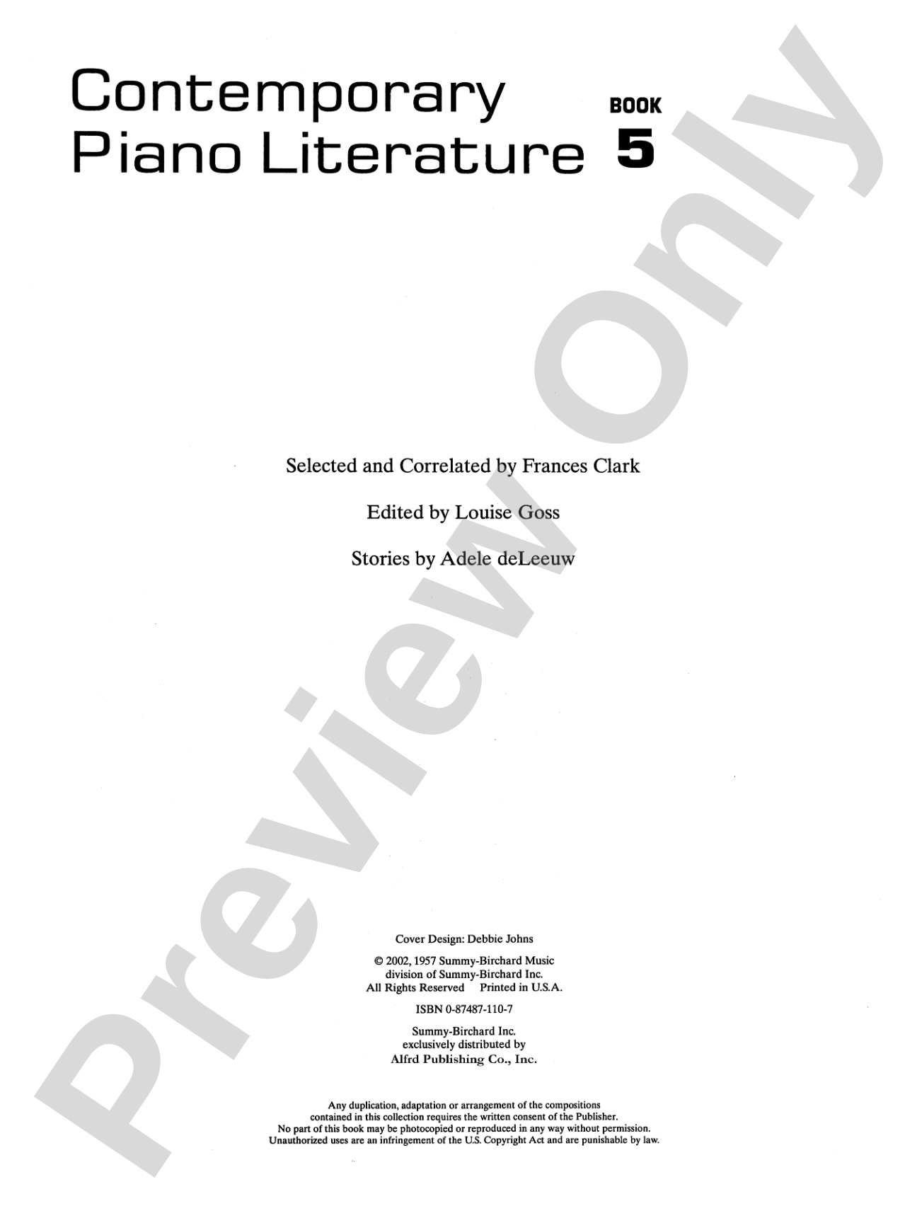 Contemporary Piano Literature, Book 5: Piano