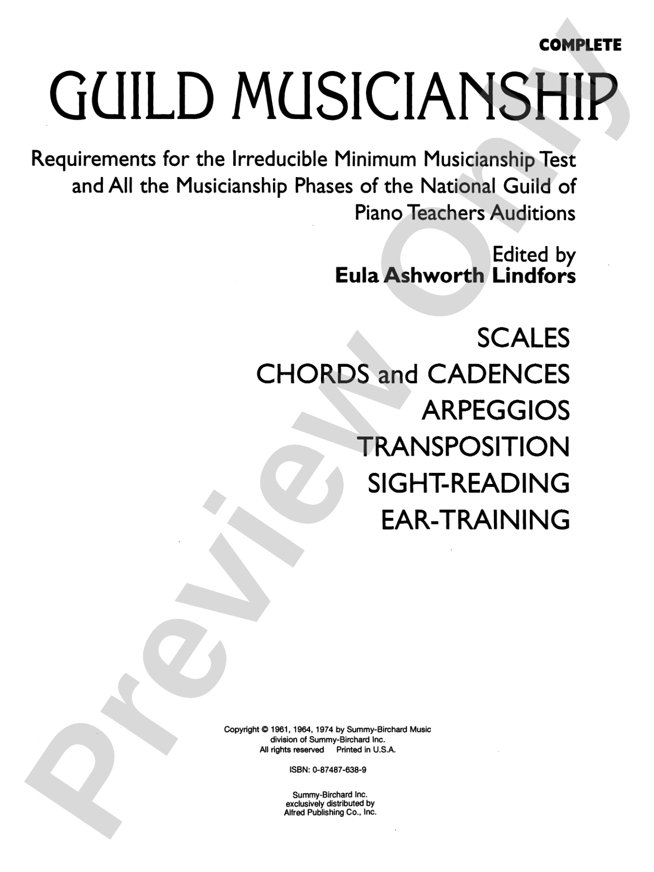 Guild Musicianship (Complete): Requirements for the Irreducible Minimum Musicianship Test and All the Musicianship Phases of the National Guild of Piano Teachers Auditions: Piano