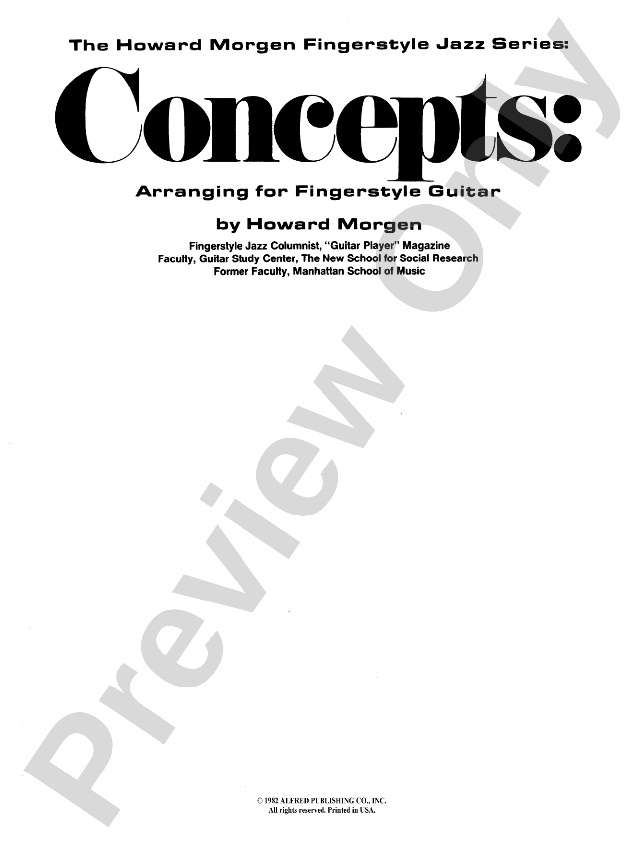 Concepts: Arranging for Fingerstyle Guitar