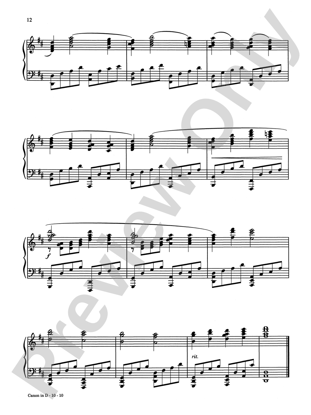 Canon in D Plus 12 Masterpieces: Piano