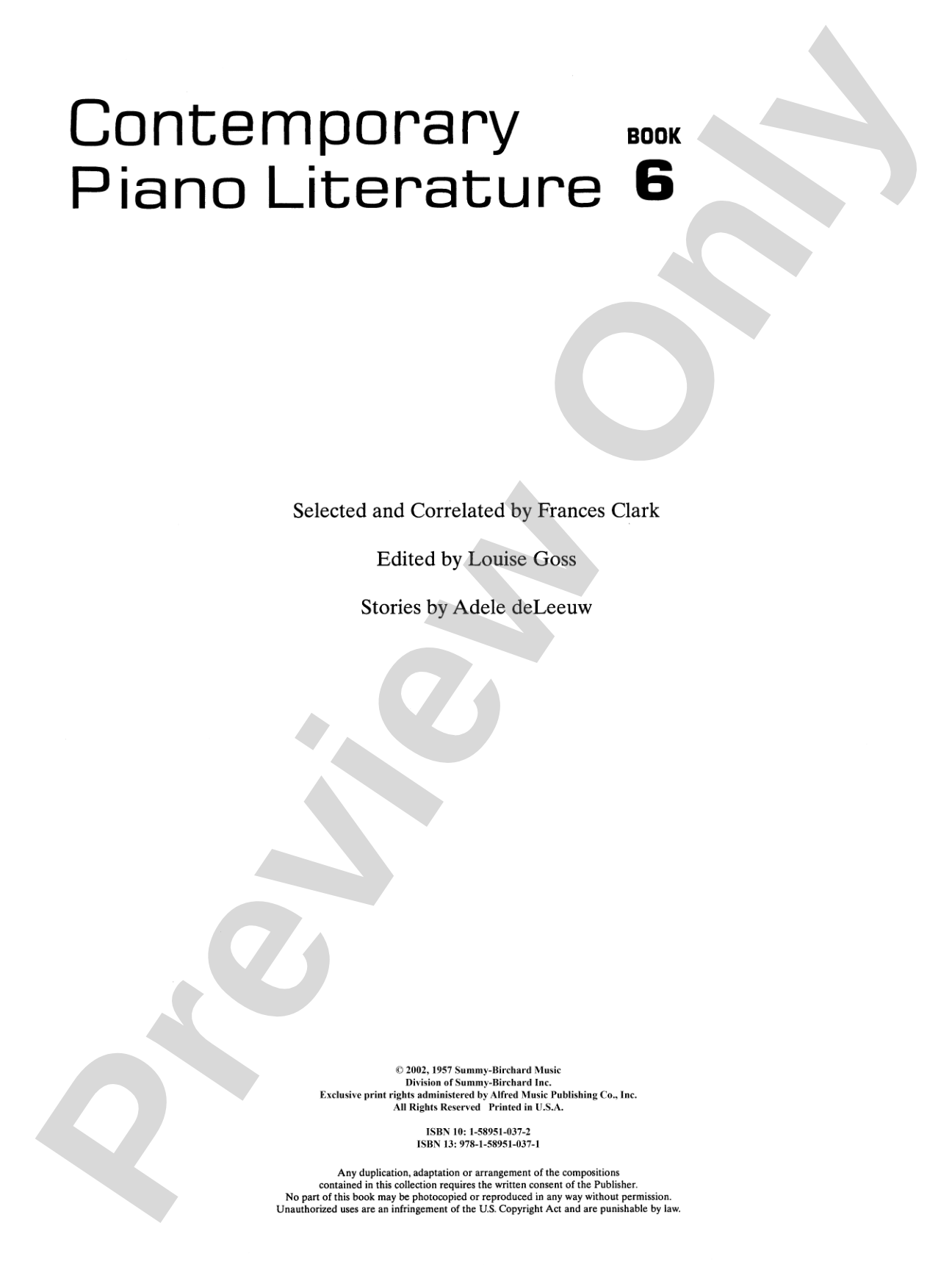 Contemporary Piano Literature, Book 6: Piano