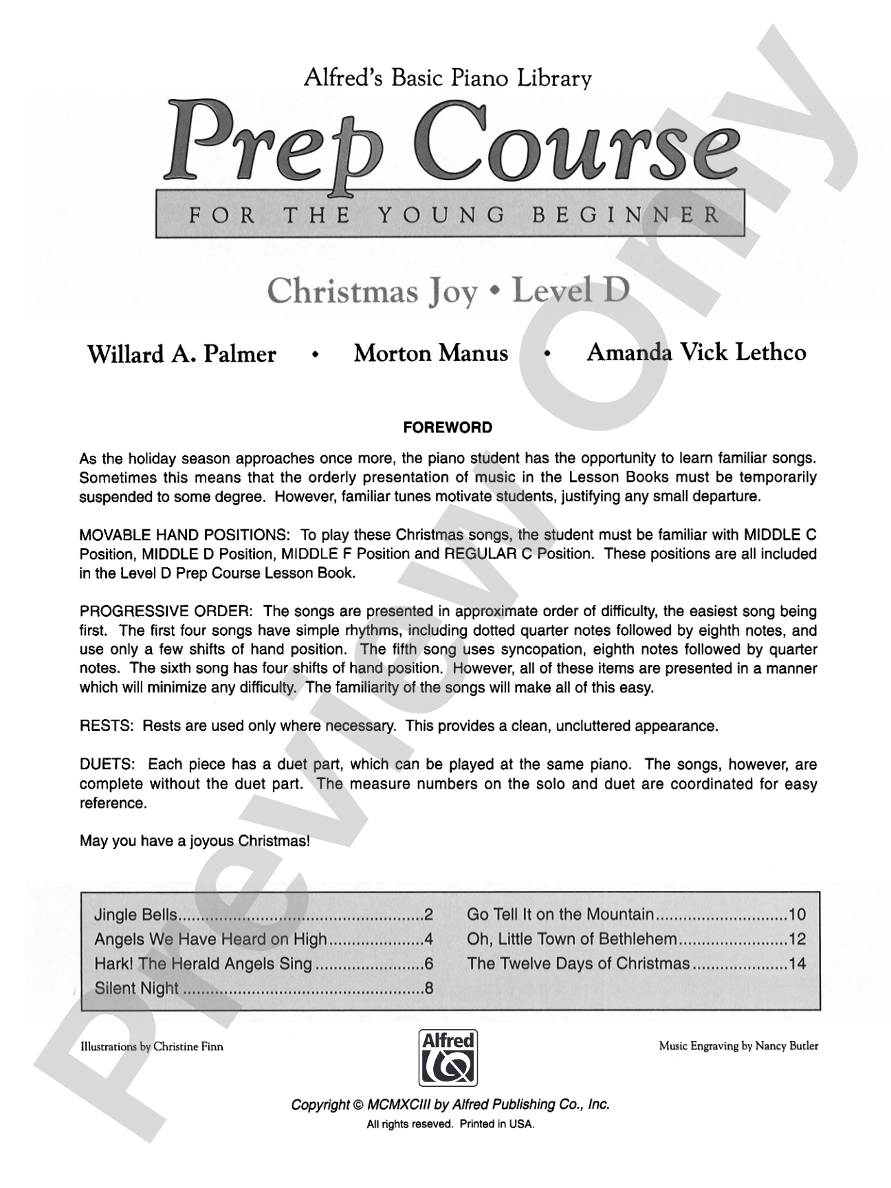 Alfred's Basic Piano Prep Course: Christmas Joy! Book D: For the Young Beginner: Piano