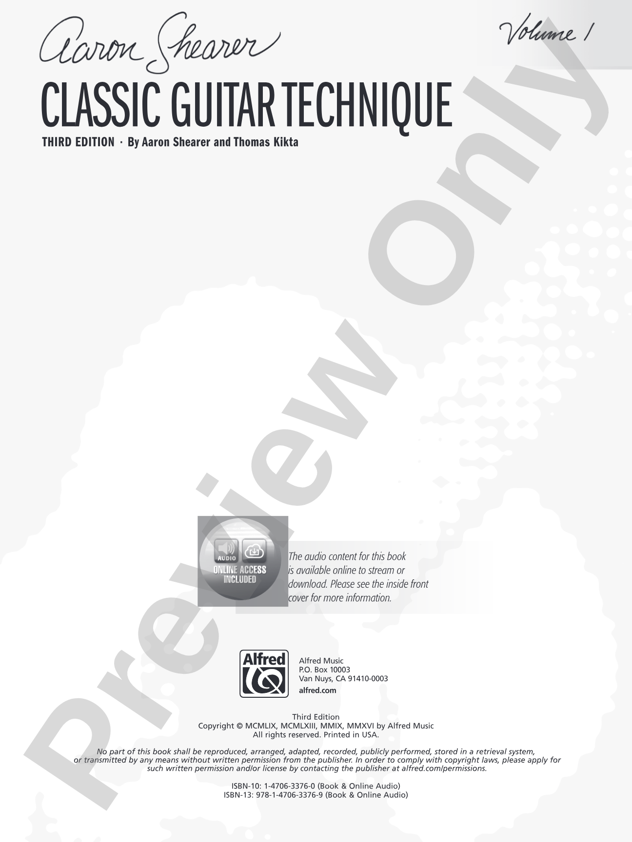 Classic Guitar Technique, Volume 1 (Third Edition)