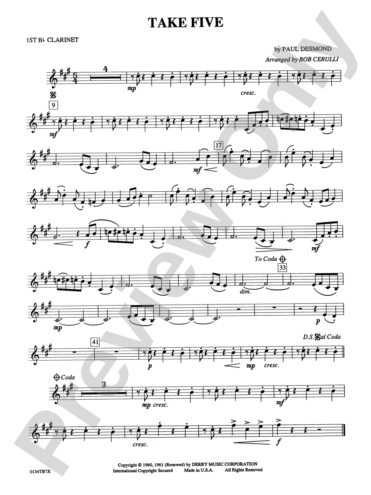 Take Five: 1st B-flat Clarinet
