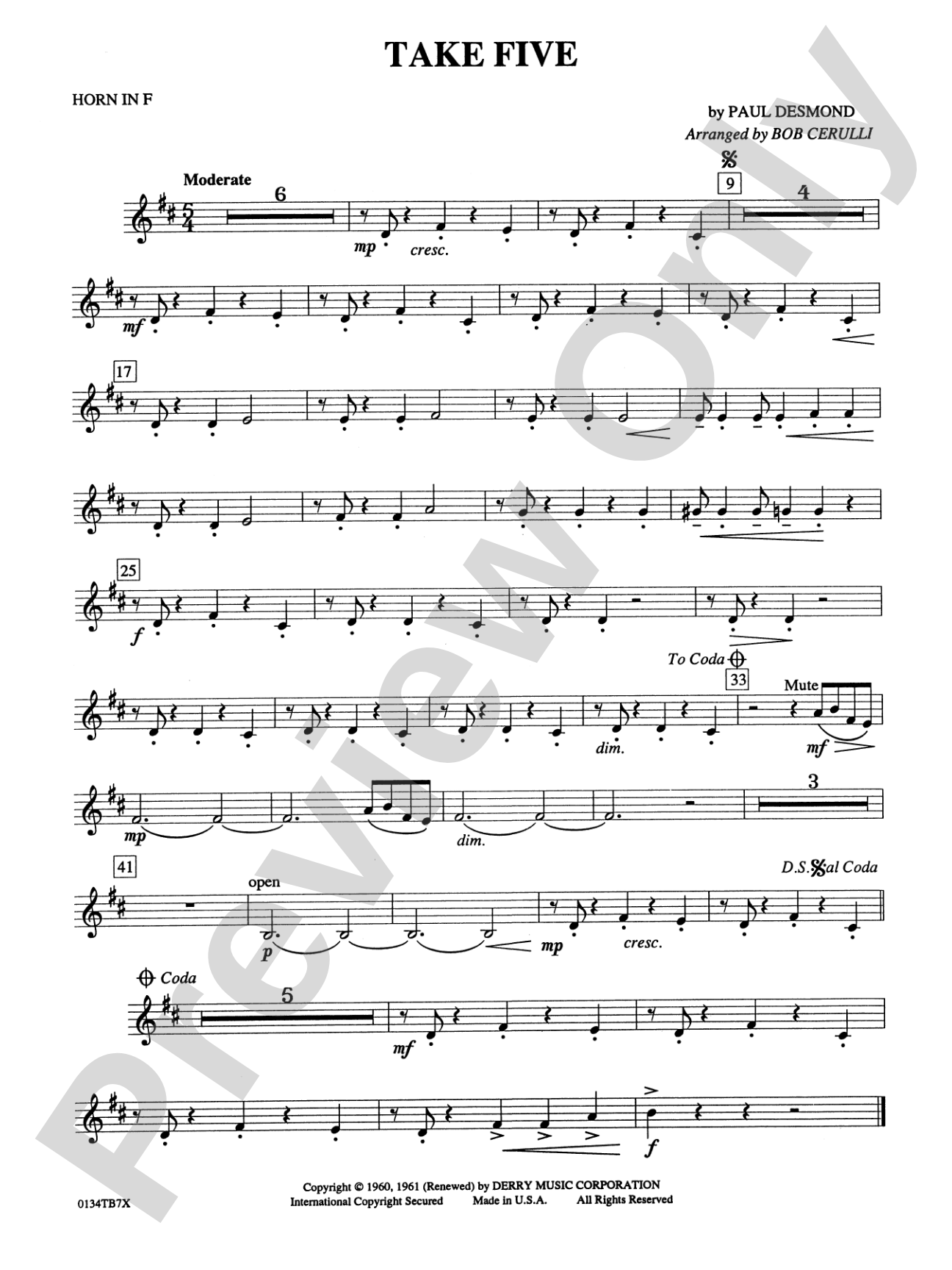 Take Five: 1st F Horn