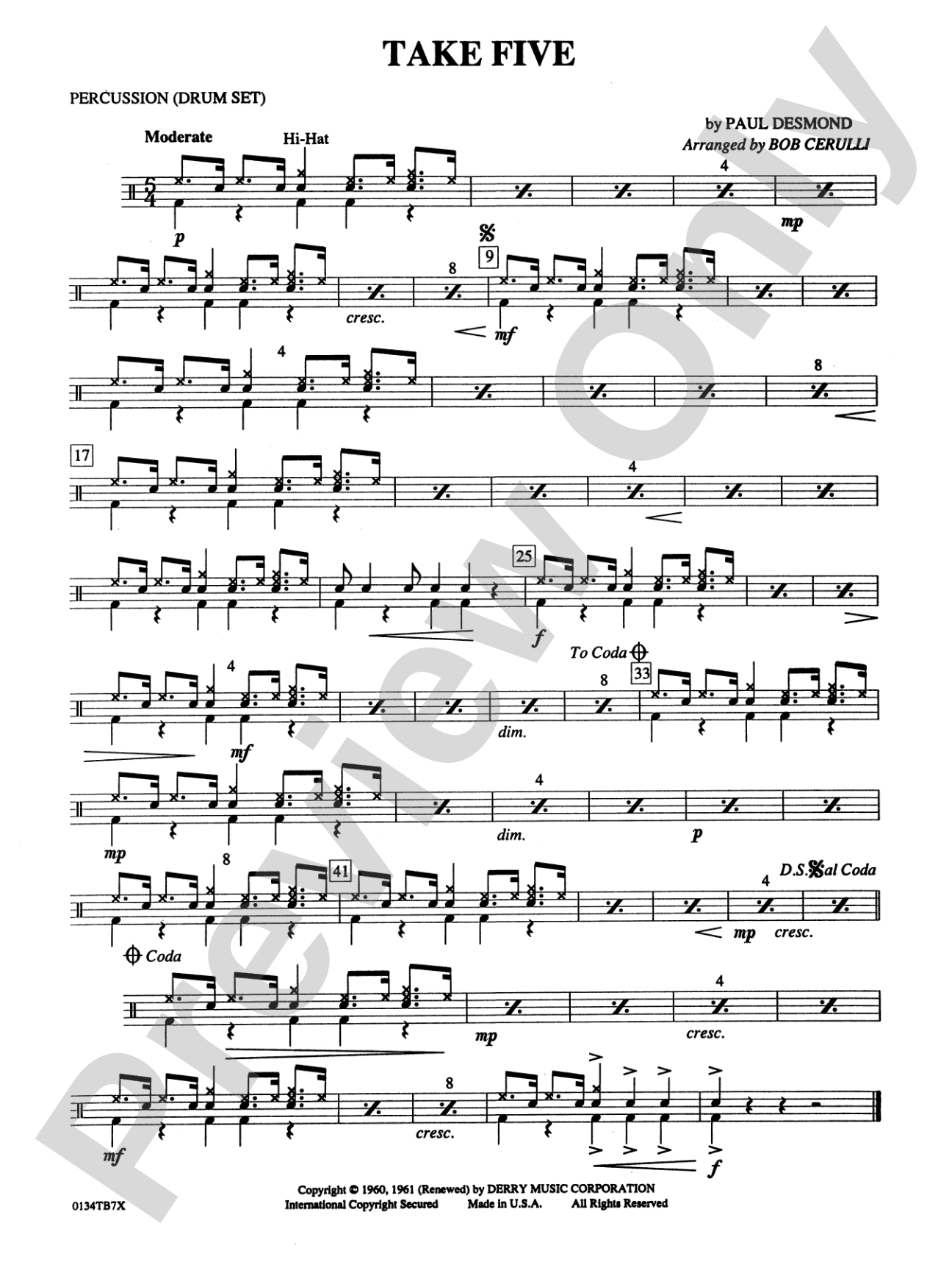 Take Five: 1st Percussion