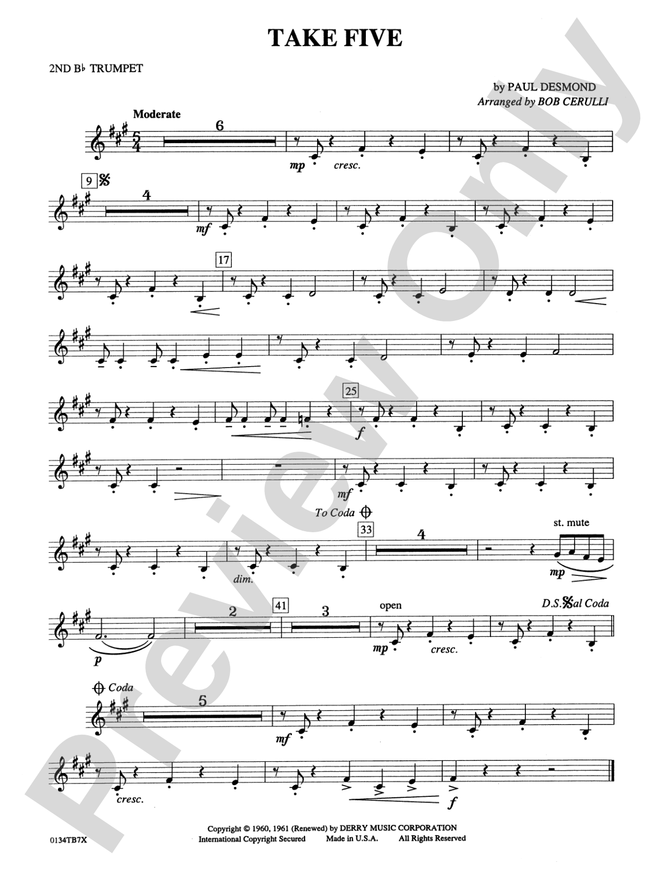 Take Five: 2nd B-flat Trumpet