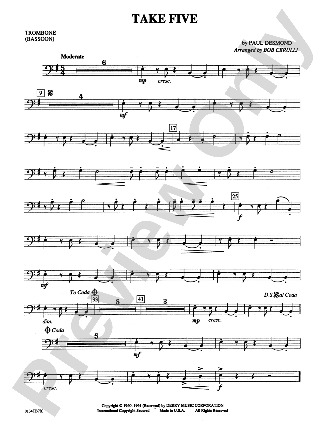 Take Five: 1st Trombone