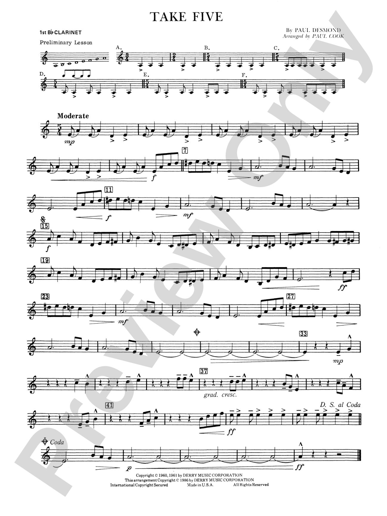 Take Five: 1st B-flat Clarinet