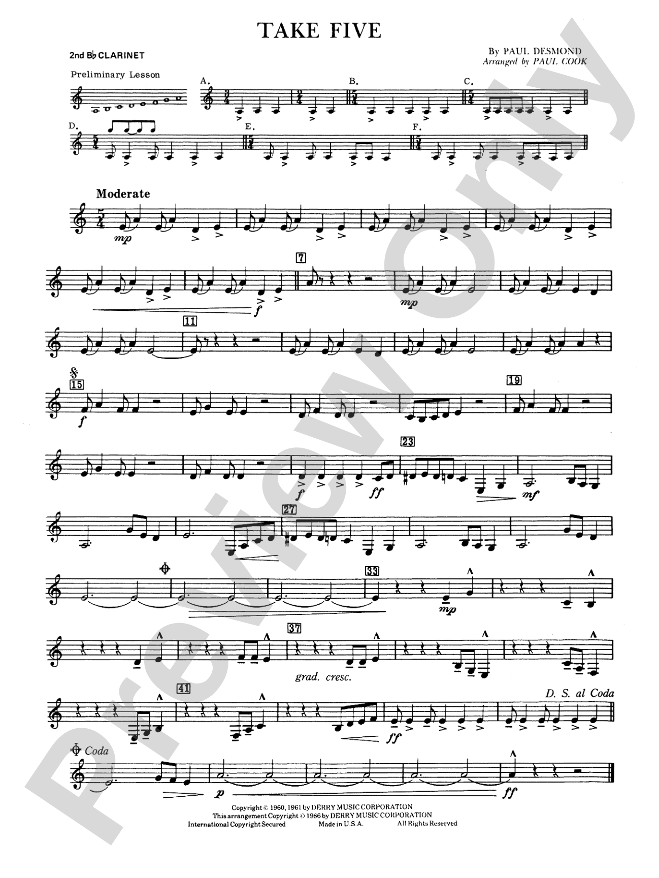 Take Five: 2nd B-flat Clarinet