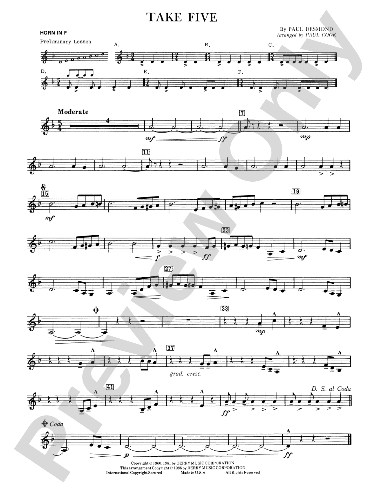 Take Five: 1st F Horn