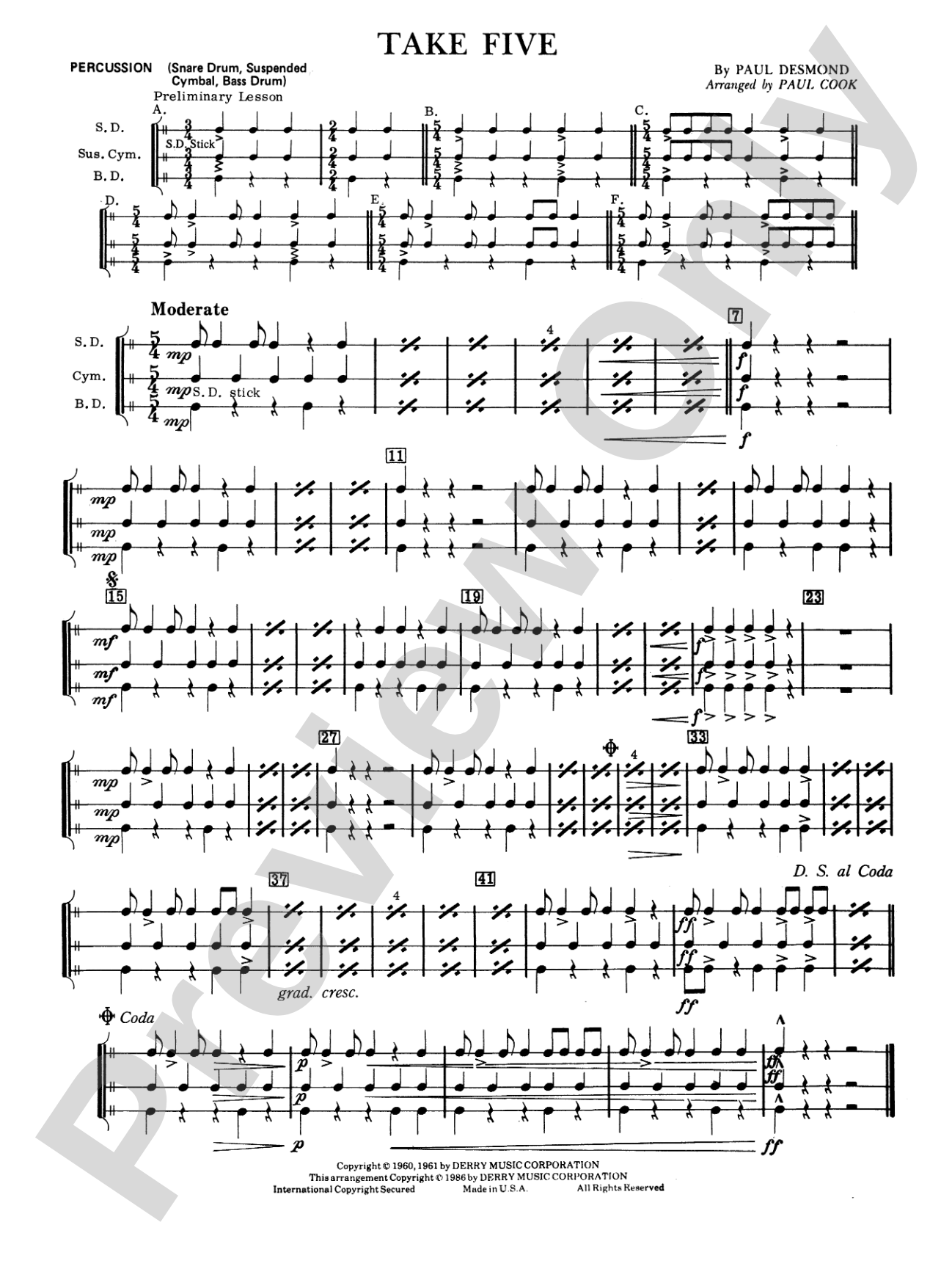Take Five: 1st Percussion
