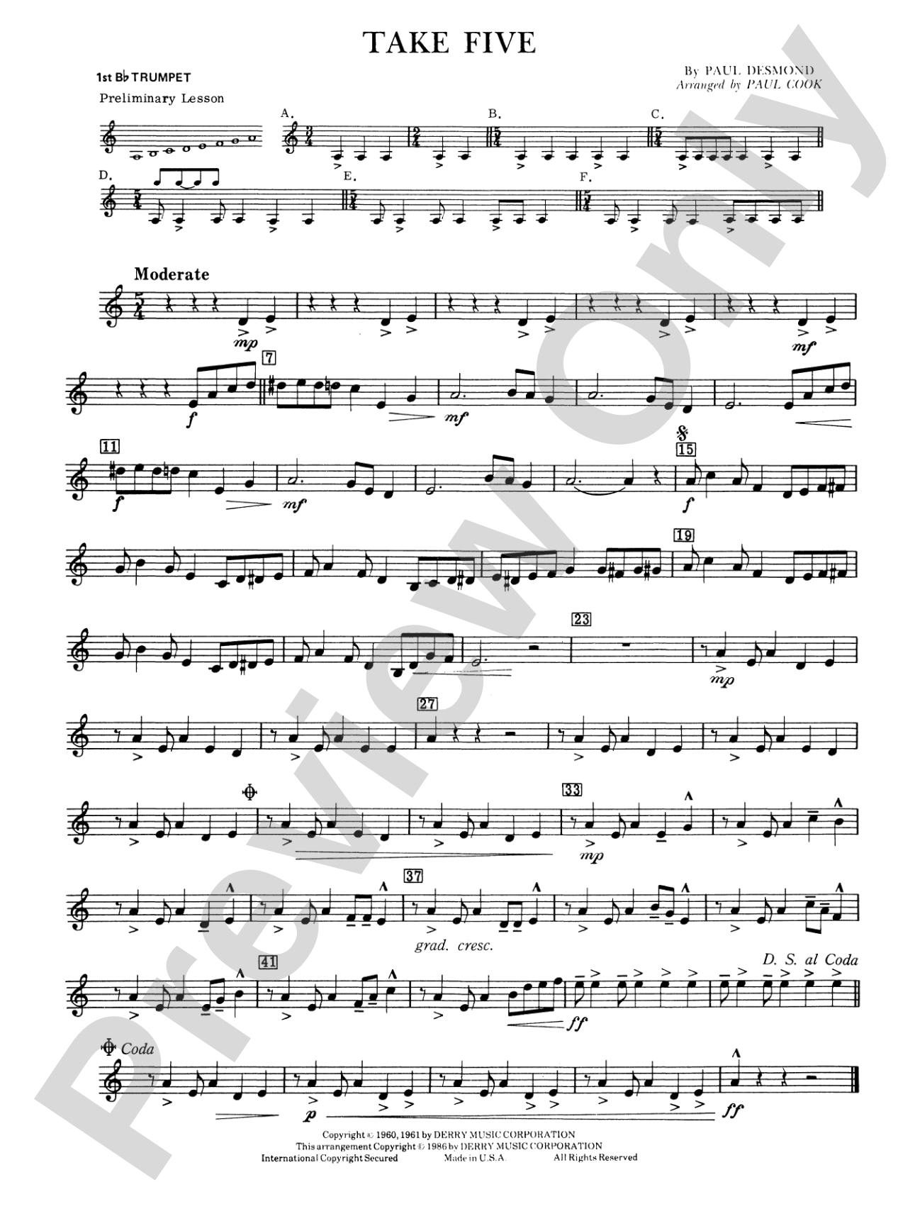 Take Five: 1st B-flat Trumpet