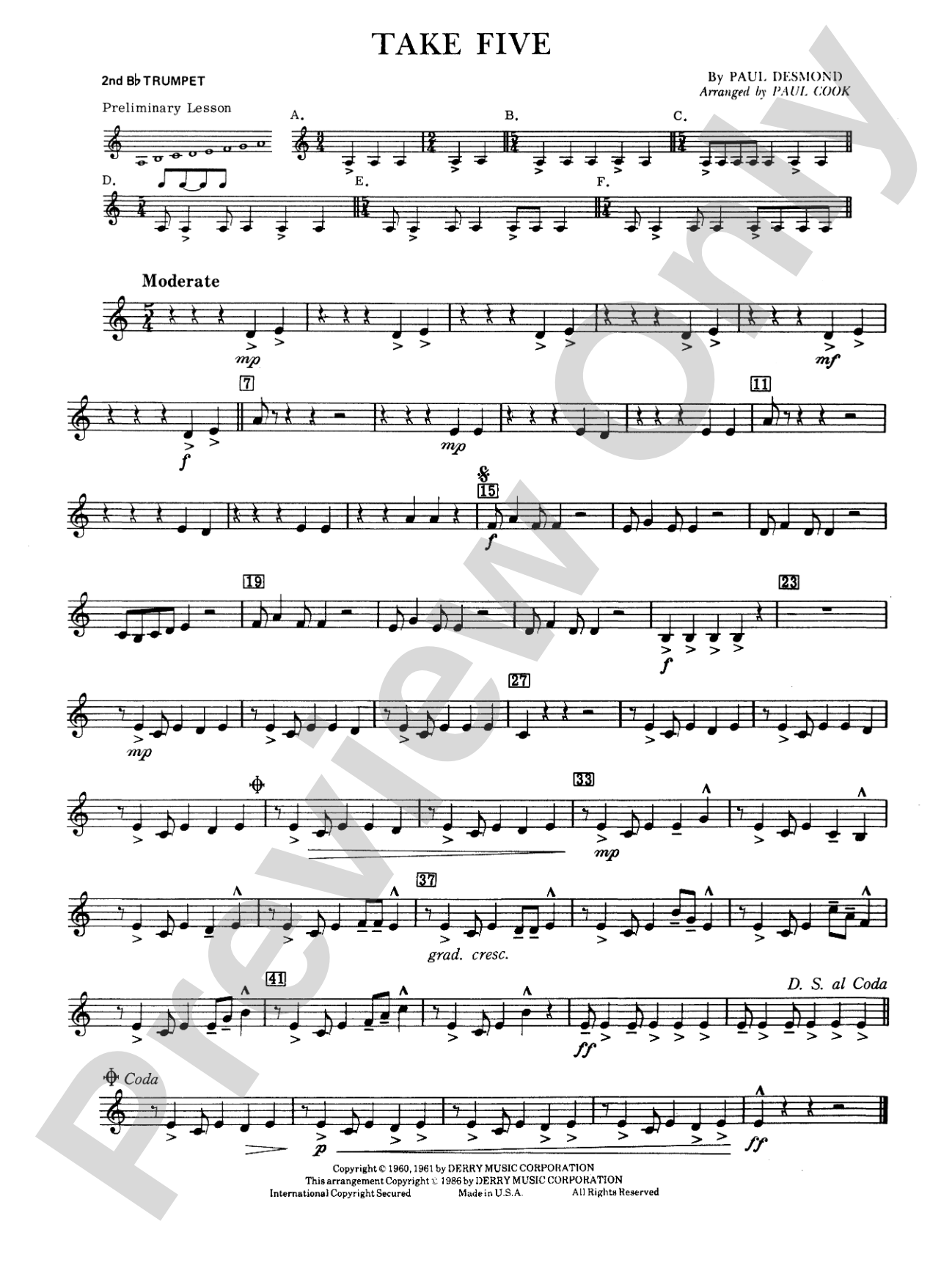 Take Five: 2nd B-flat Trumpet