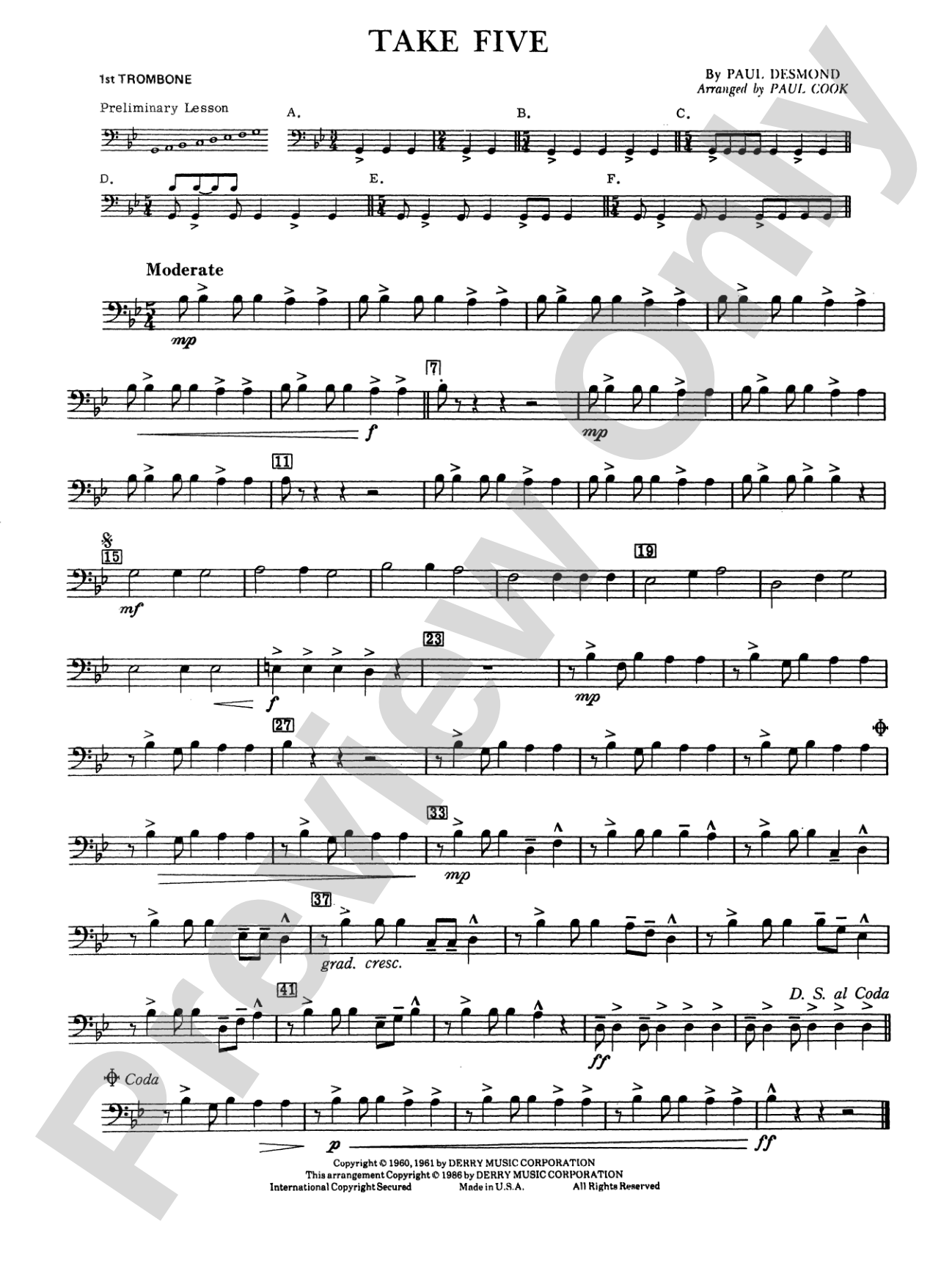 Take Five: 1st Trombone