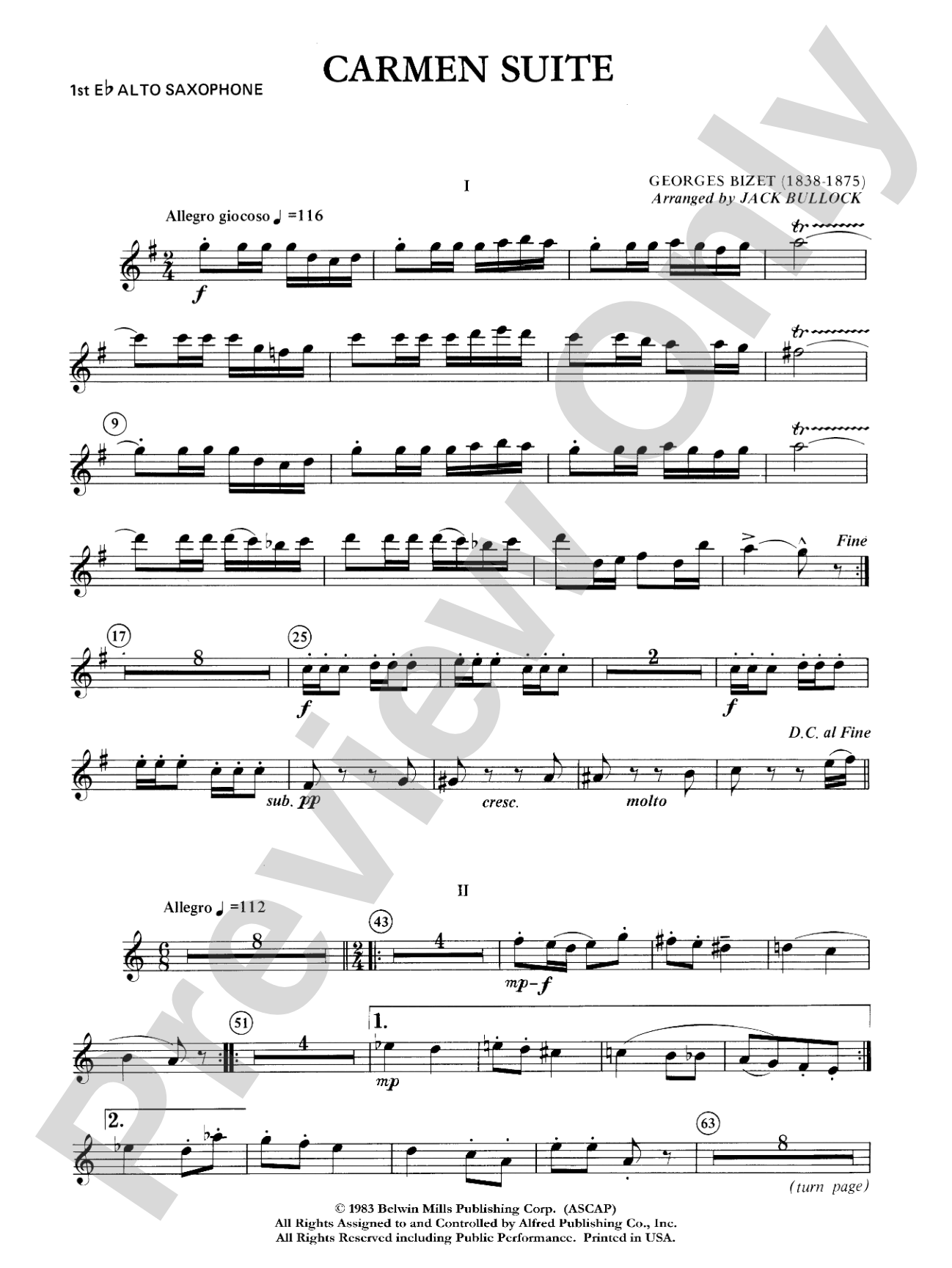Carmen Suite: E-flat Alto Saxophone