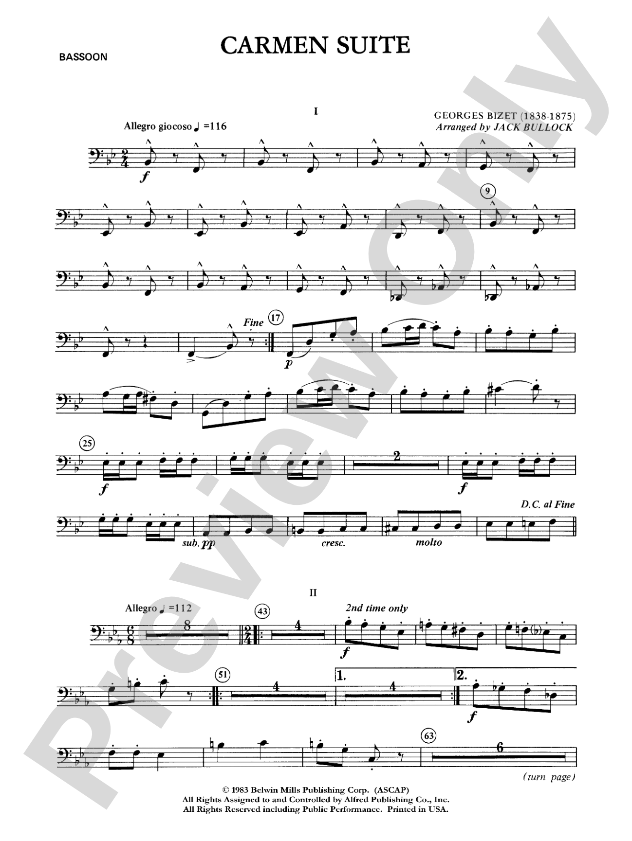 Carmen Suite: Bassoon
