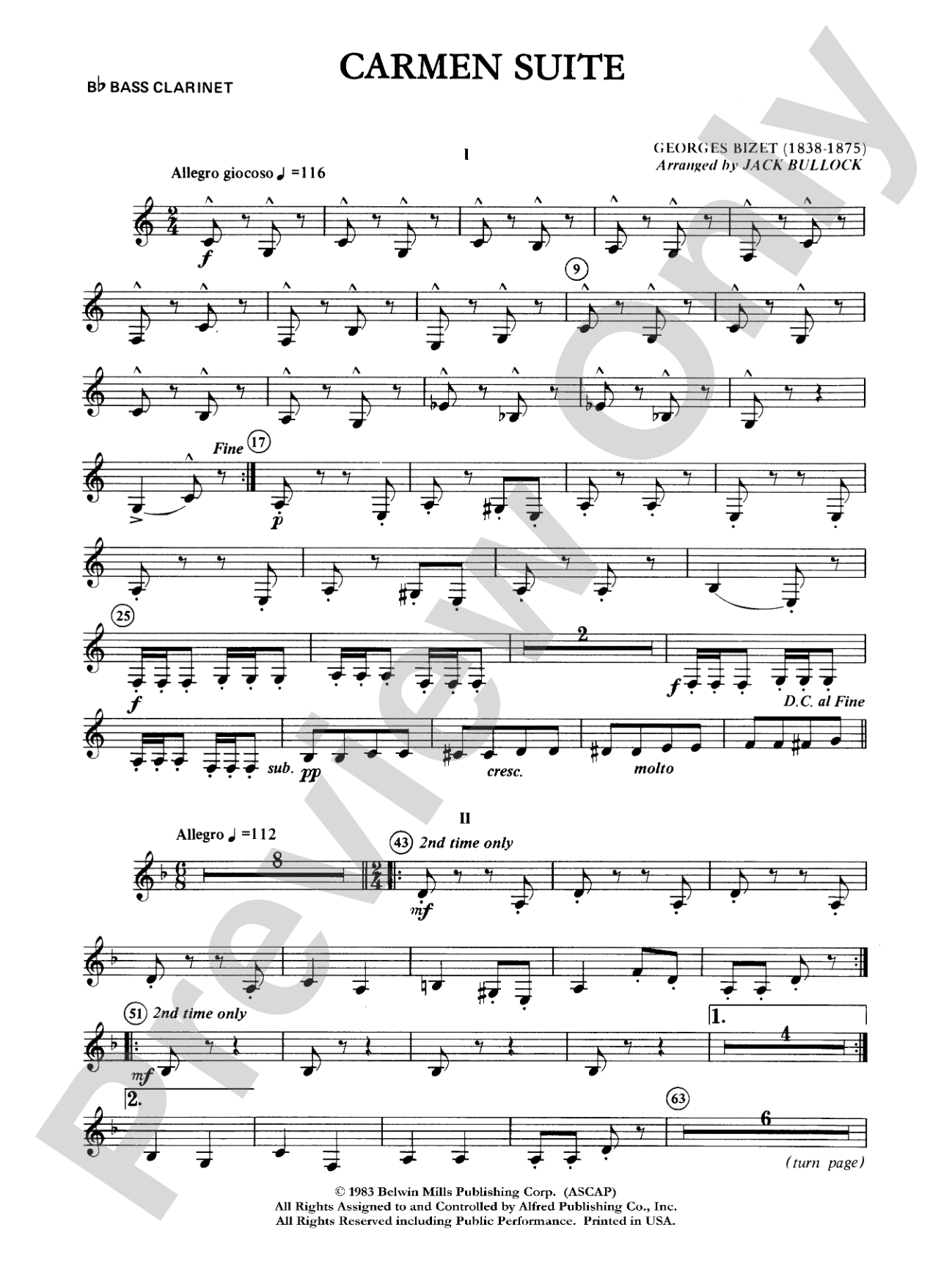 Carmen Suite: B-flat Bass Clarinet