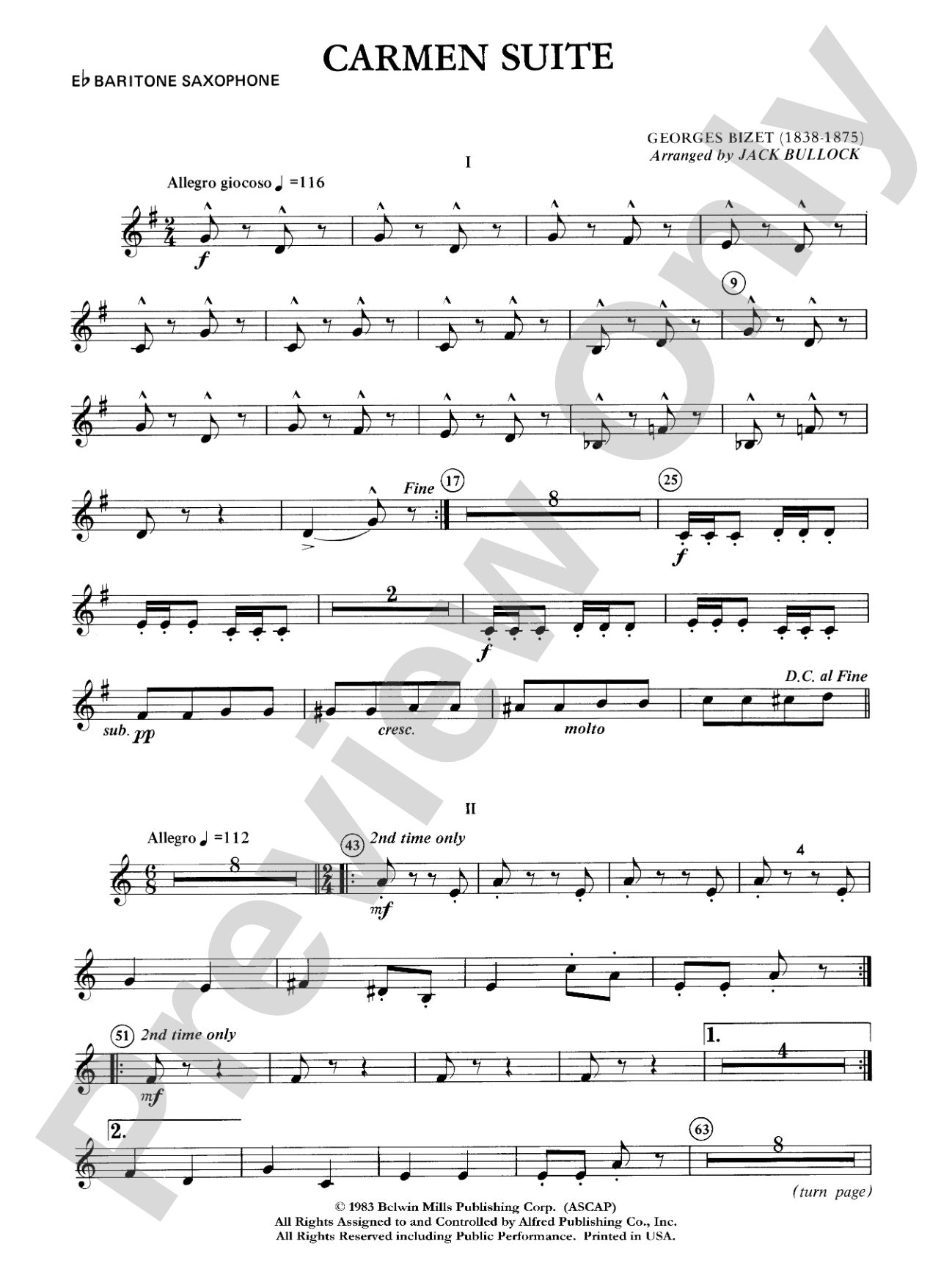 Carmen Suite: E-flat Baritone Saxophone